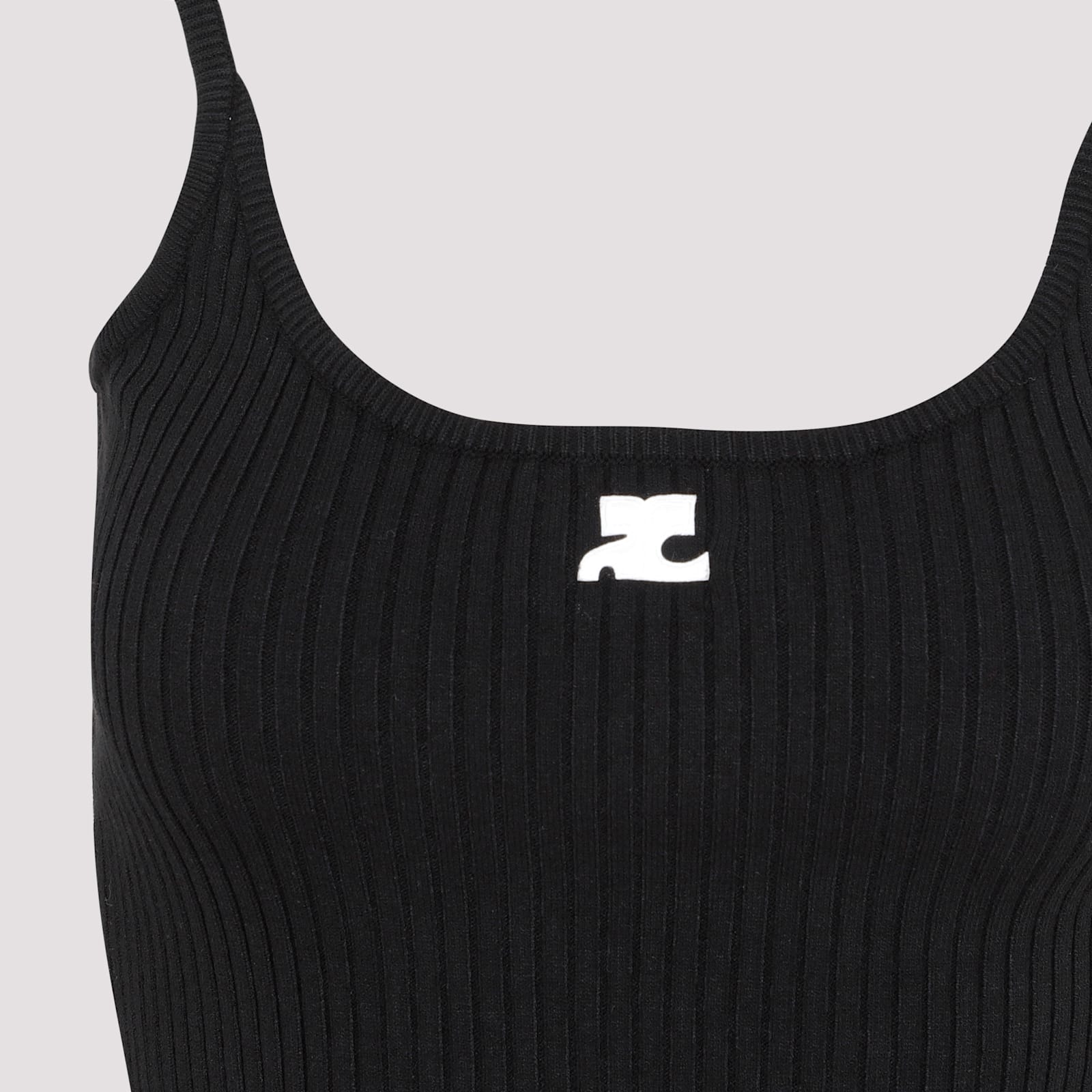 Courrèges Rib Knit Tank Top In Black