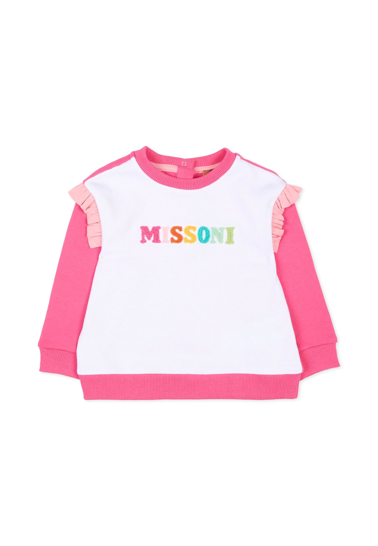 Missoni Multicolor Sweatshirt For Baby Girl With Logo In White