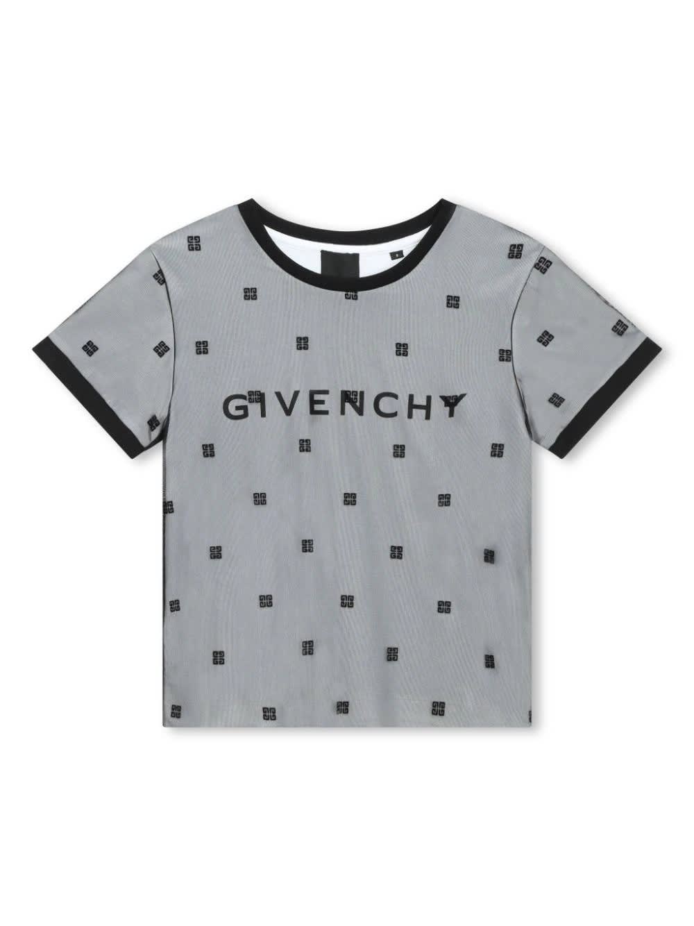 Shop Givenchy Black T-shirt With Logo And All-over 4g Motif