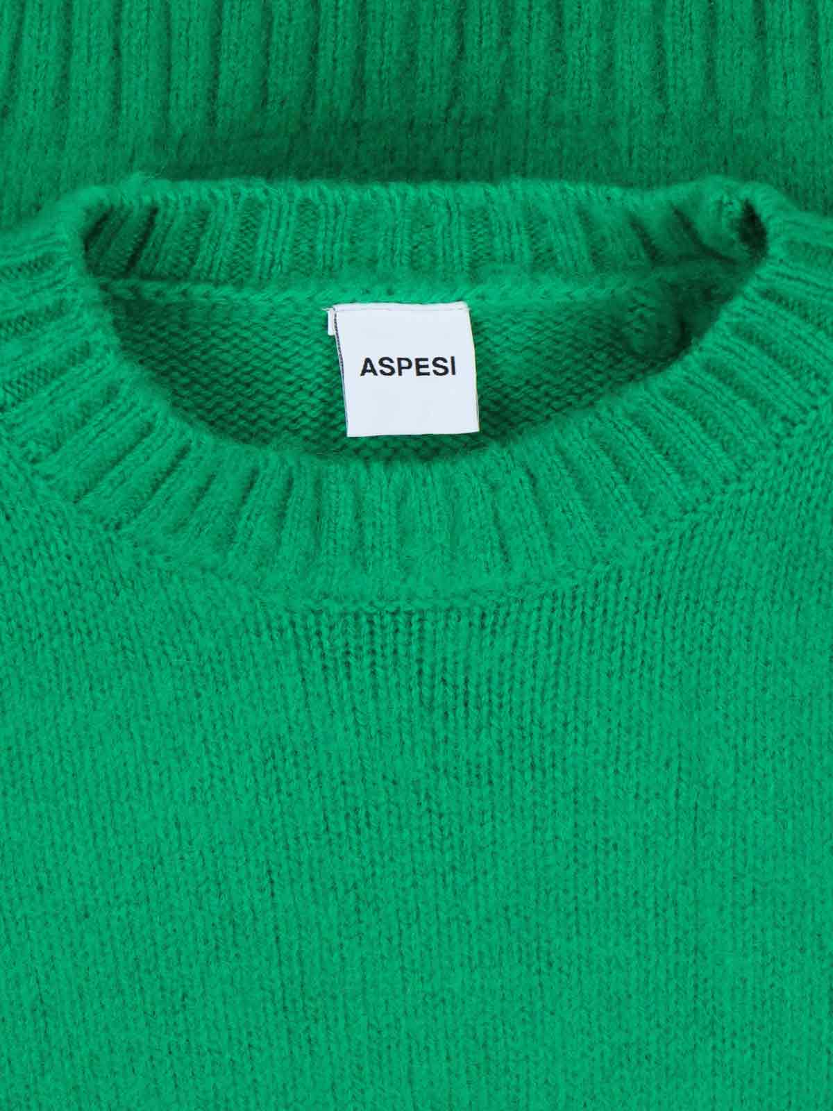 Aspesi Shetland Wool Sweater In Green