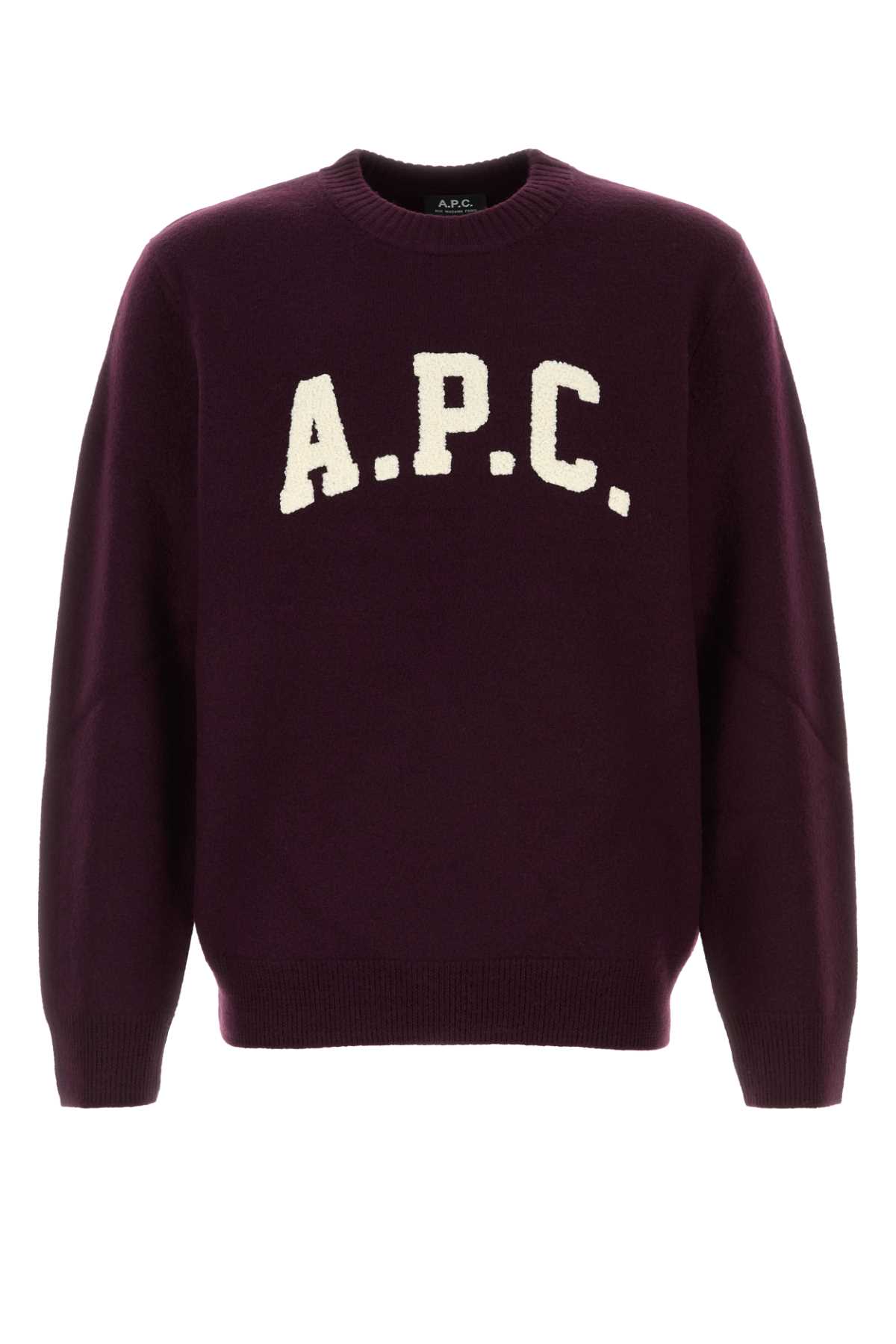 Apc Jay Varsity-logo Crew-neck Sweater In Burgundy