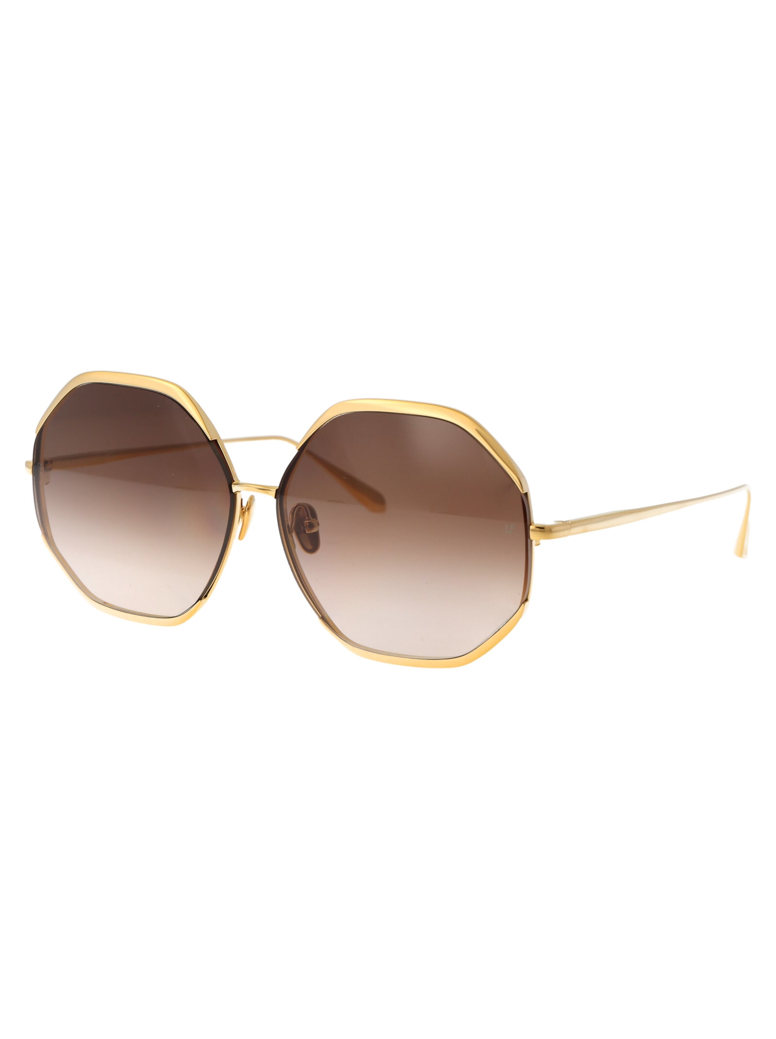 Shop Linda Farrow Camila Sunglasses In Yellowgold/browngrad