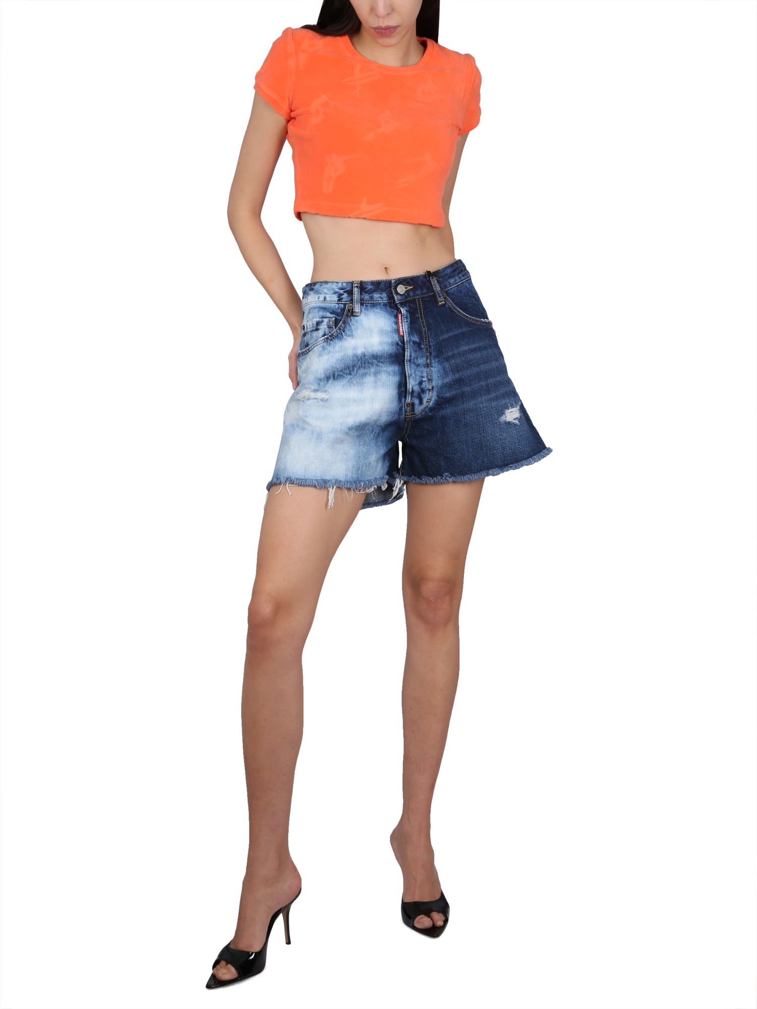 Shop Dsquared2 Top Cropped In Arancione