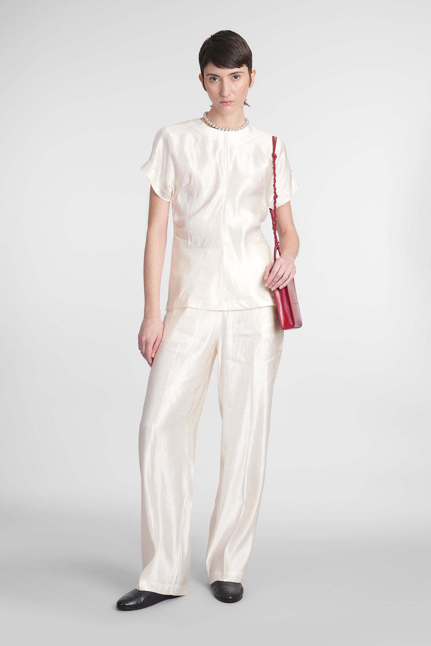 Shop Loulou Studio Pero Blouse In Beige Linen