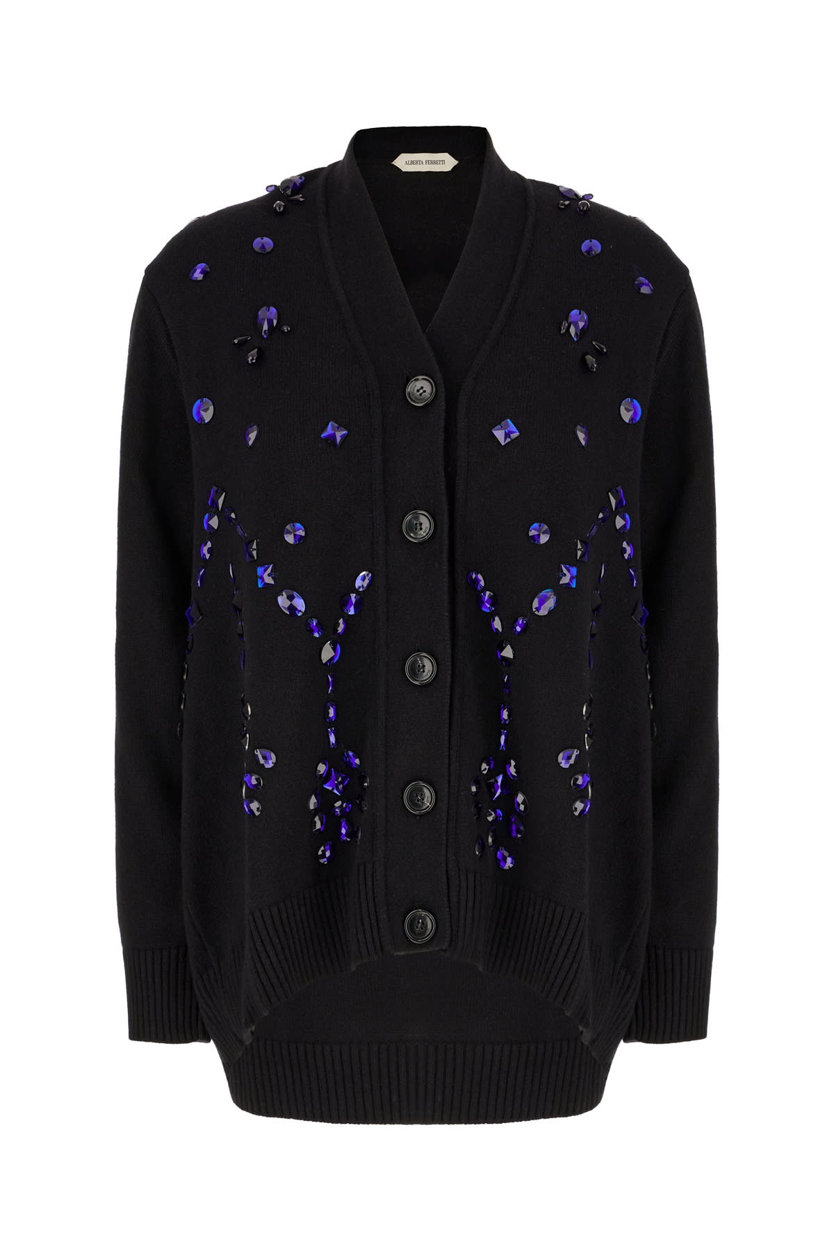 Alberta Ferretti Black Wool Blend Cardigan