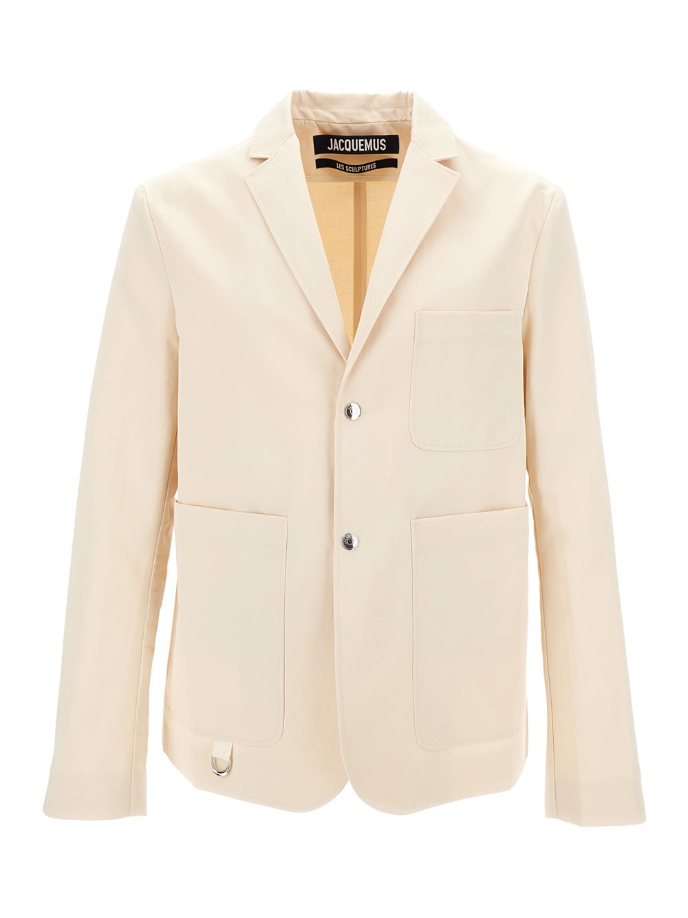la Veste Jean Beige Single-breasted Jacket With D Ring Detail In Cotton And Linen Man