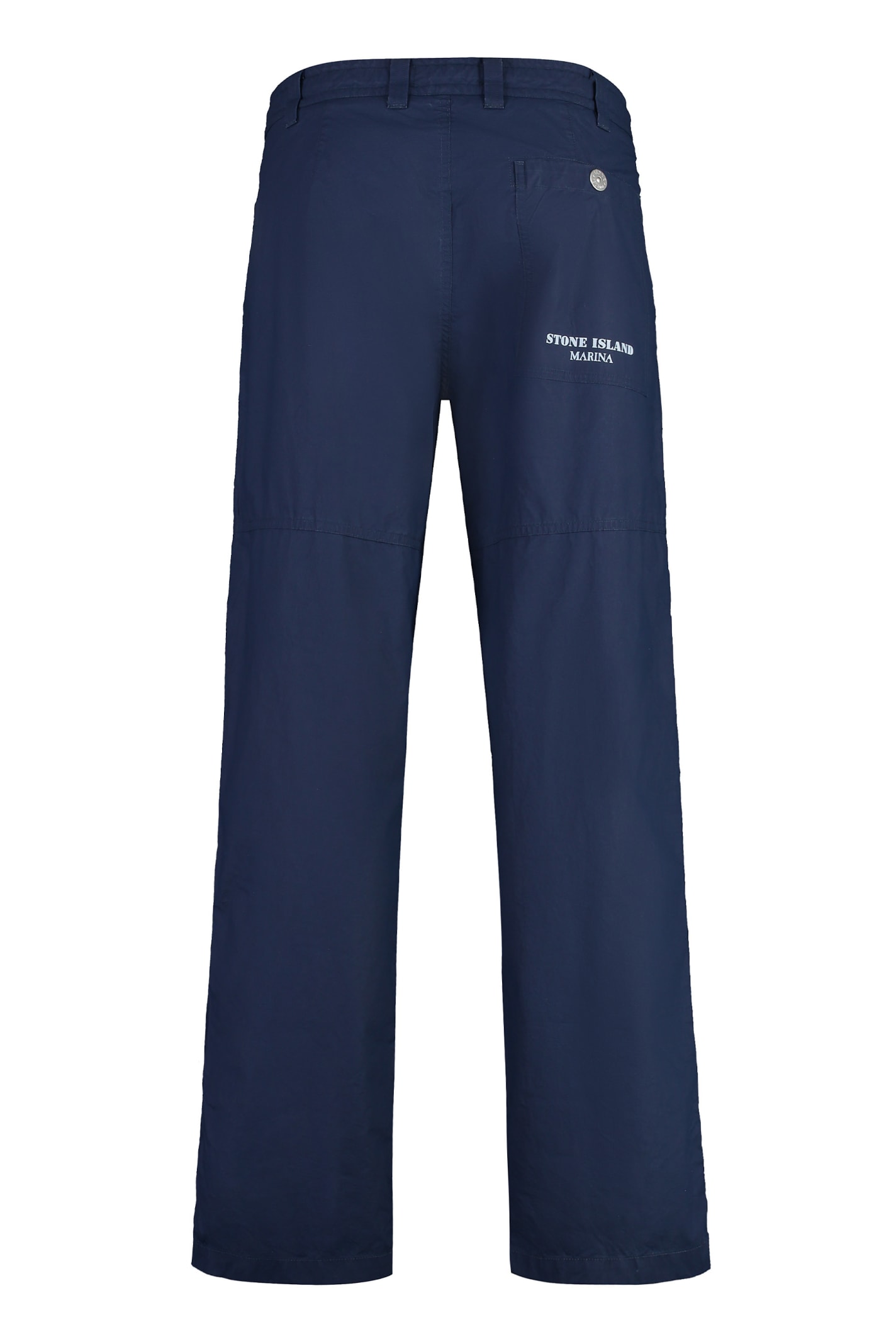 Shop Stone Island Cotton Trousers In Blue