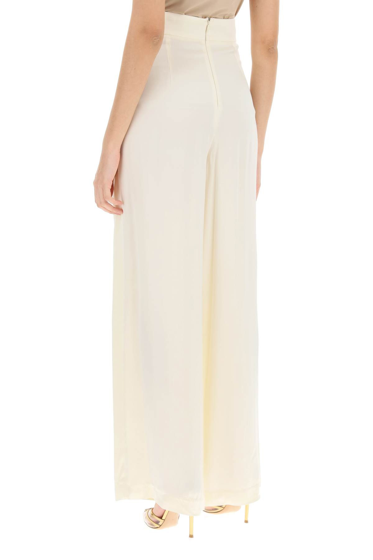 Shop Mvp Wardrobe Belmont Satin Pants In Crema (white)