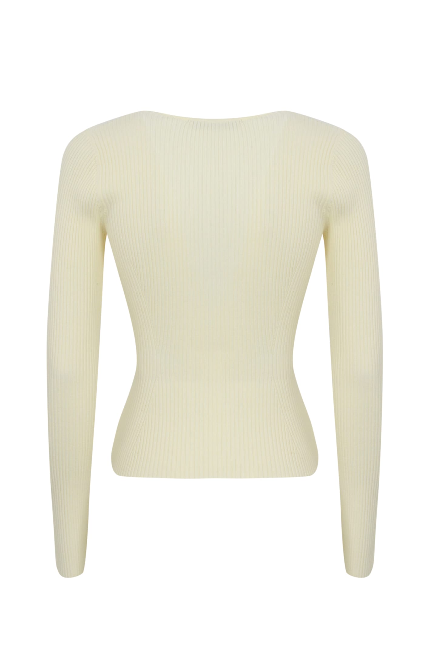 Shop Twinset Ribbed Viscose Sweater With Oval-t In Neve