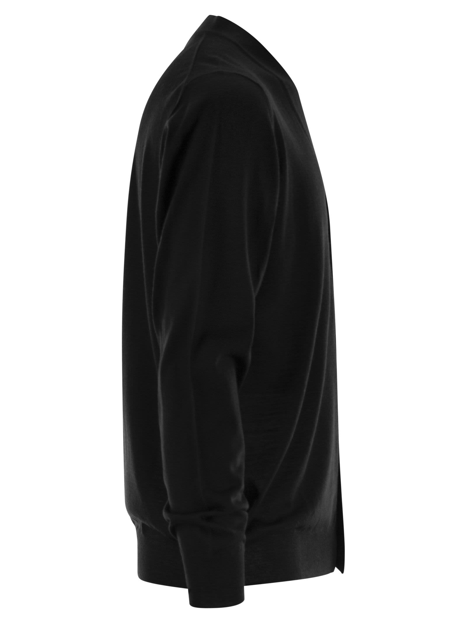 Shop Fedeli Lightweight Virgin Wool Cardigan In Black