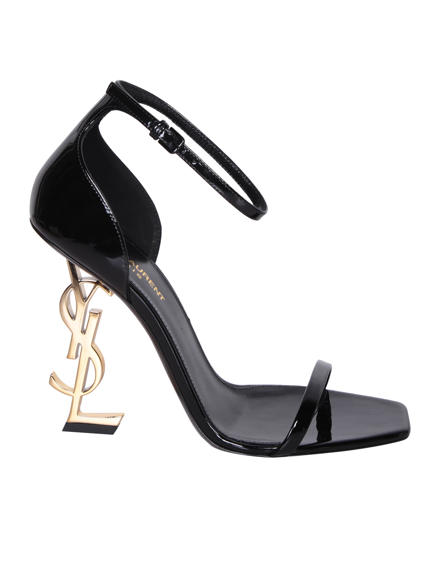 Shop Saint Laurent Opyum Black/gold Sandals