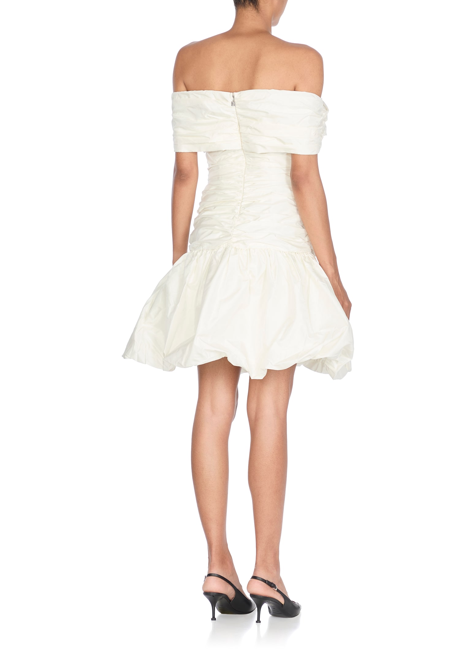 Rotate Birger Christensen Off-shoulder Gathered Minidress In White
