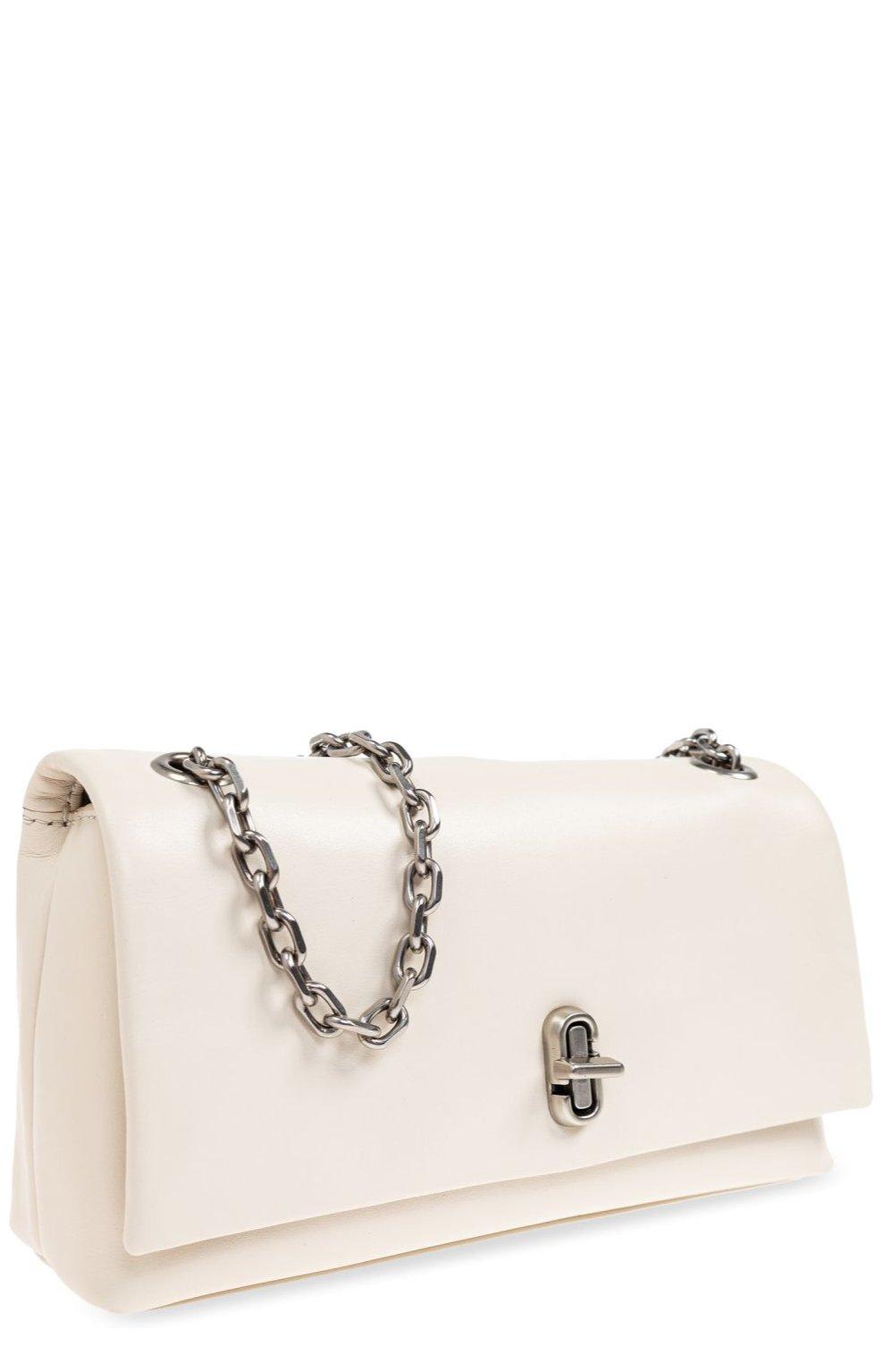Marc Jacobs The Dual Logo Embossed Chained Wallet In Ivory