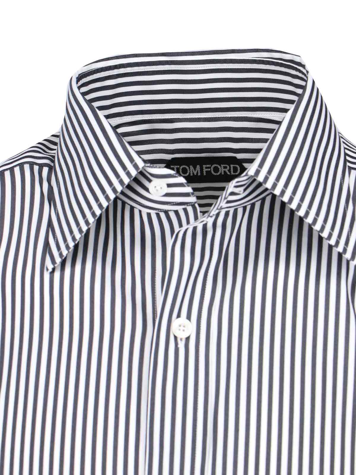 Tom Ford Striped Pattern Button-down Collar Long Sleeves Shirt