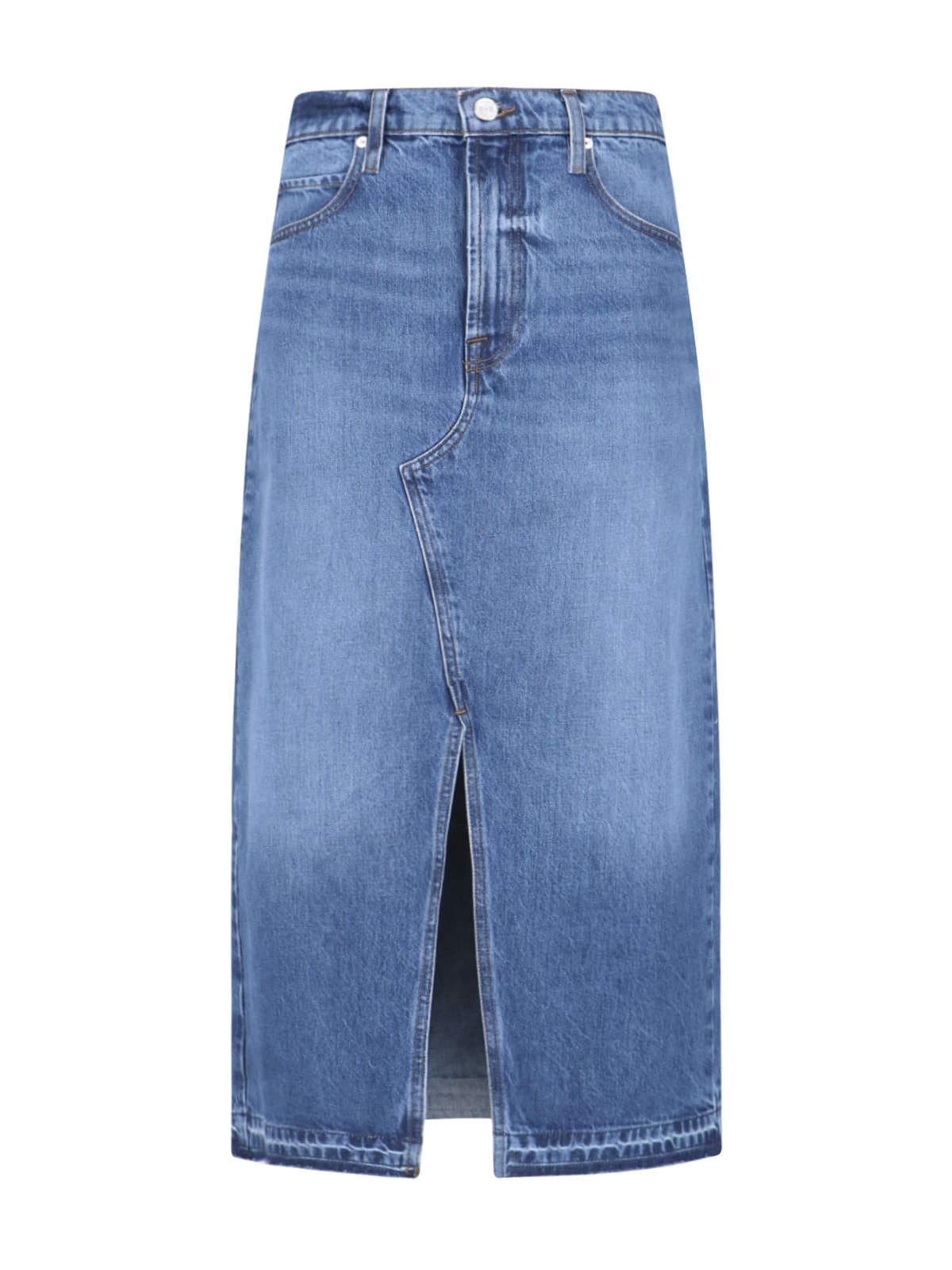 Frame Denim Midi Skirt In Blue