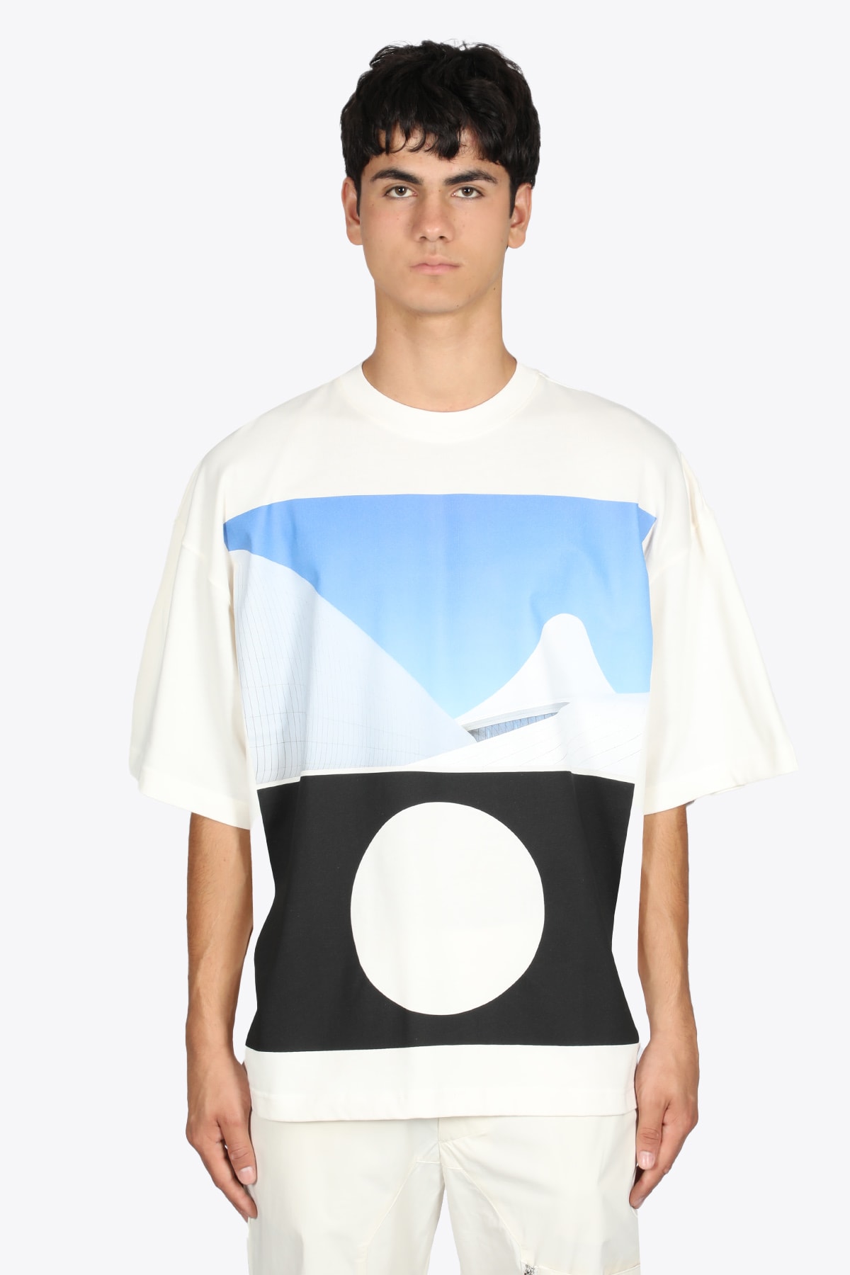 A-COLD-WALL Hemisphere Print Ss T-shirt Off-white cotton t-shirt with photographic double print
