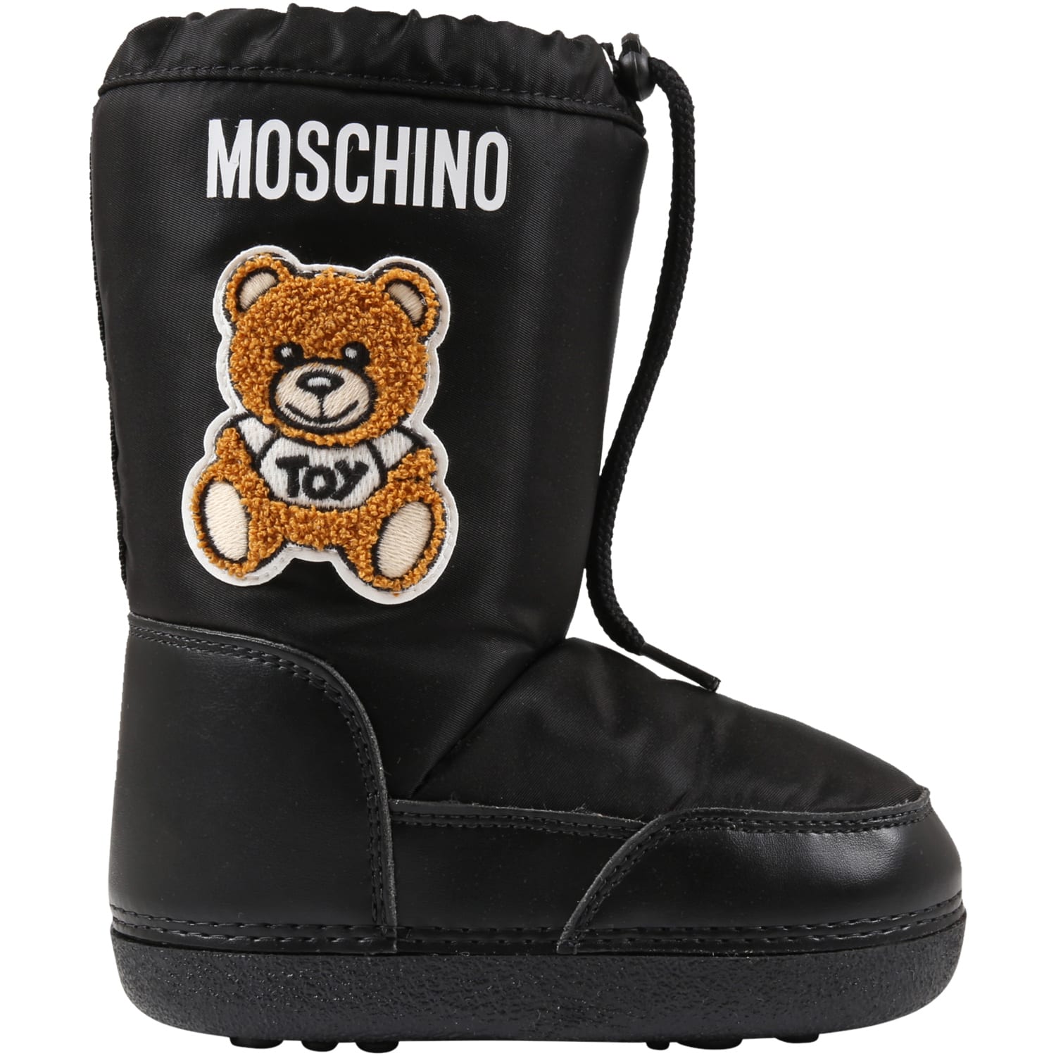 Moschino Black Boots For Kids With Teddy Bear