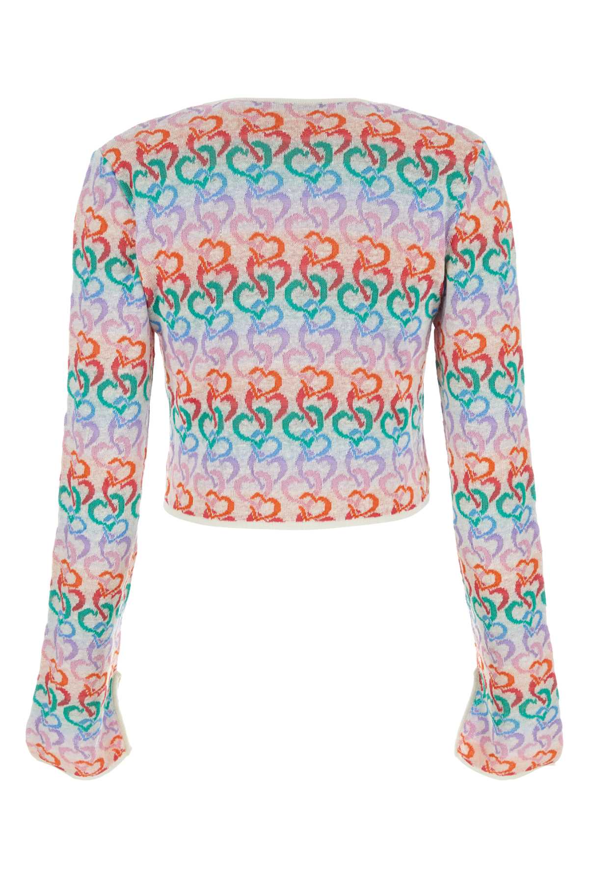 Marco Rambaldi Embroidered Linen Blend Cardigan In Multicolor