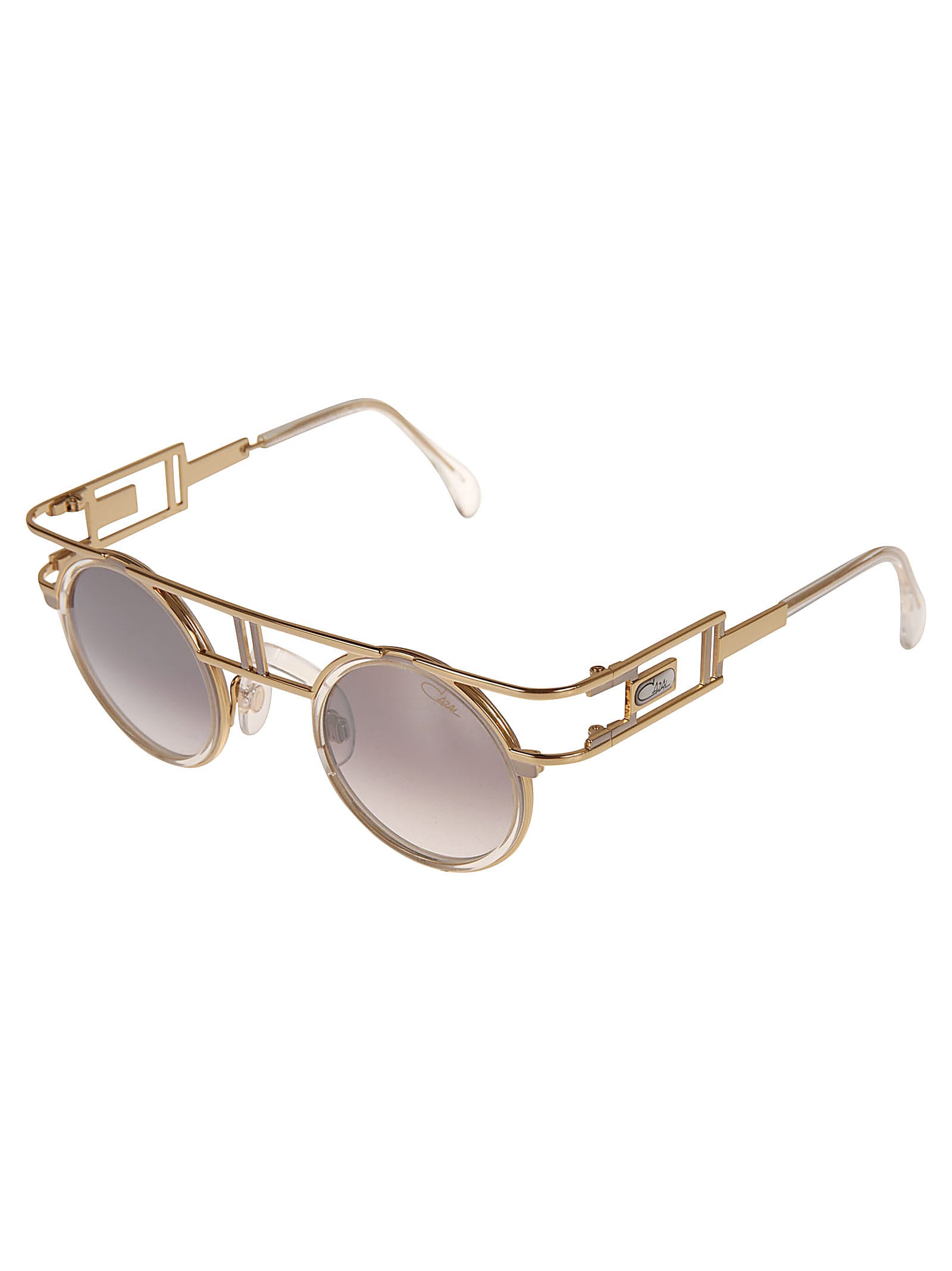 Shop Cazal Round Frame Sunglasses In Gold