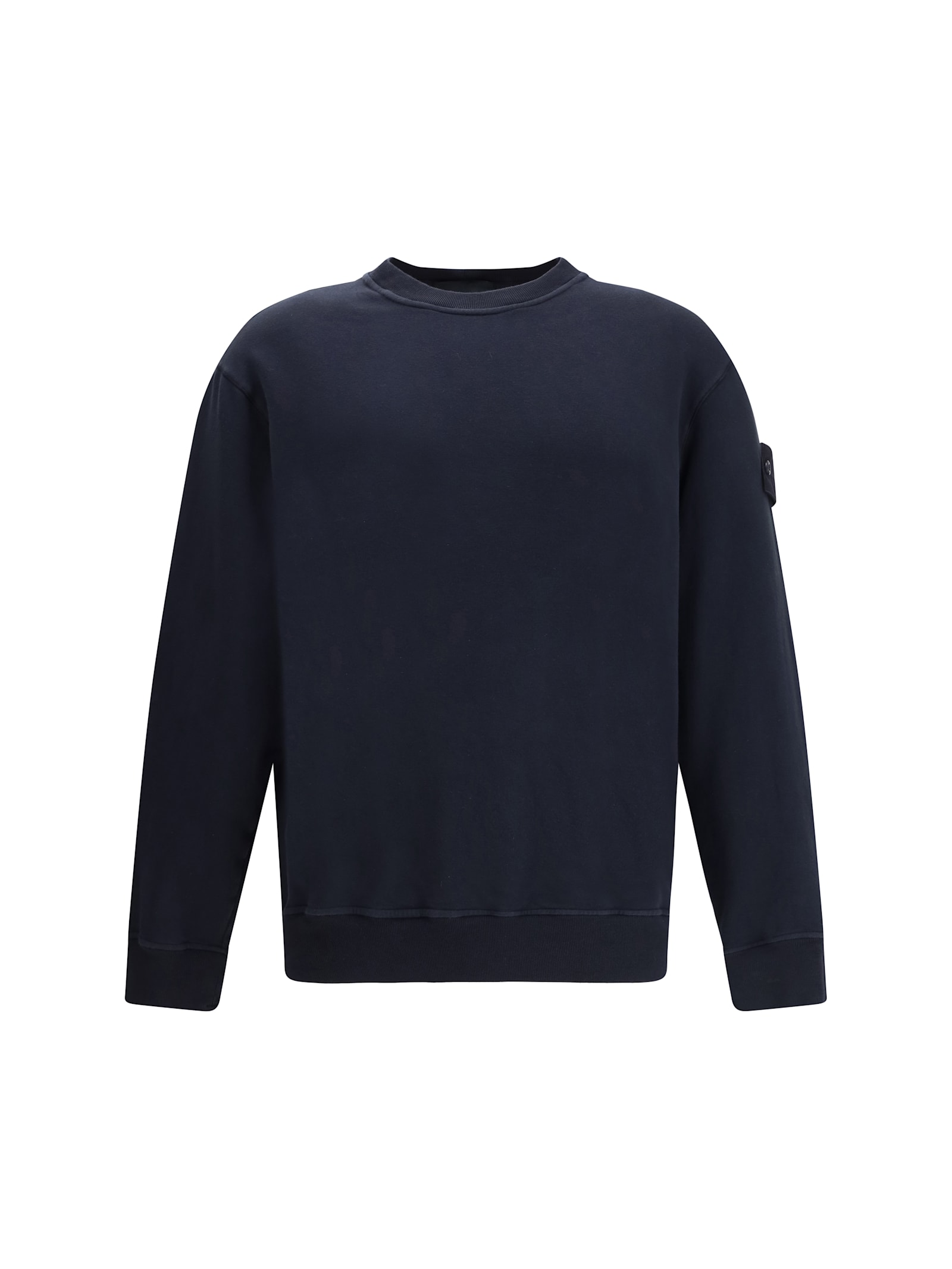 Stone Island Crew Neck Sweatshirt In Organic Brushed Cotton In Blue