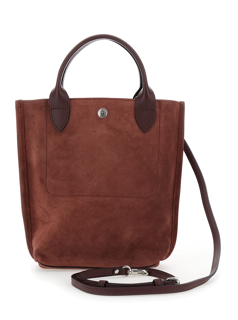 Shop Longchamp Cabas Bordeaux Handbag With Logo Lettering On The Front In Leather Woman