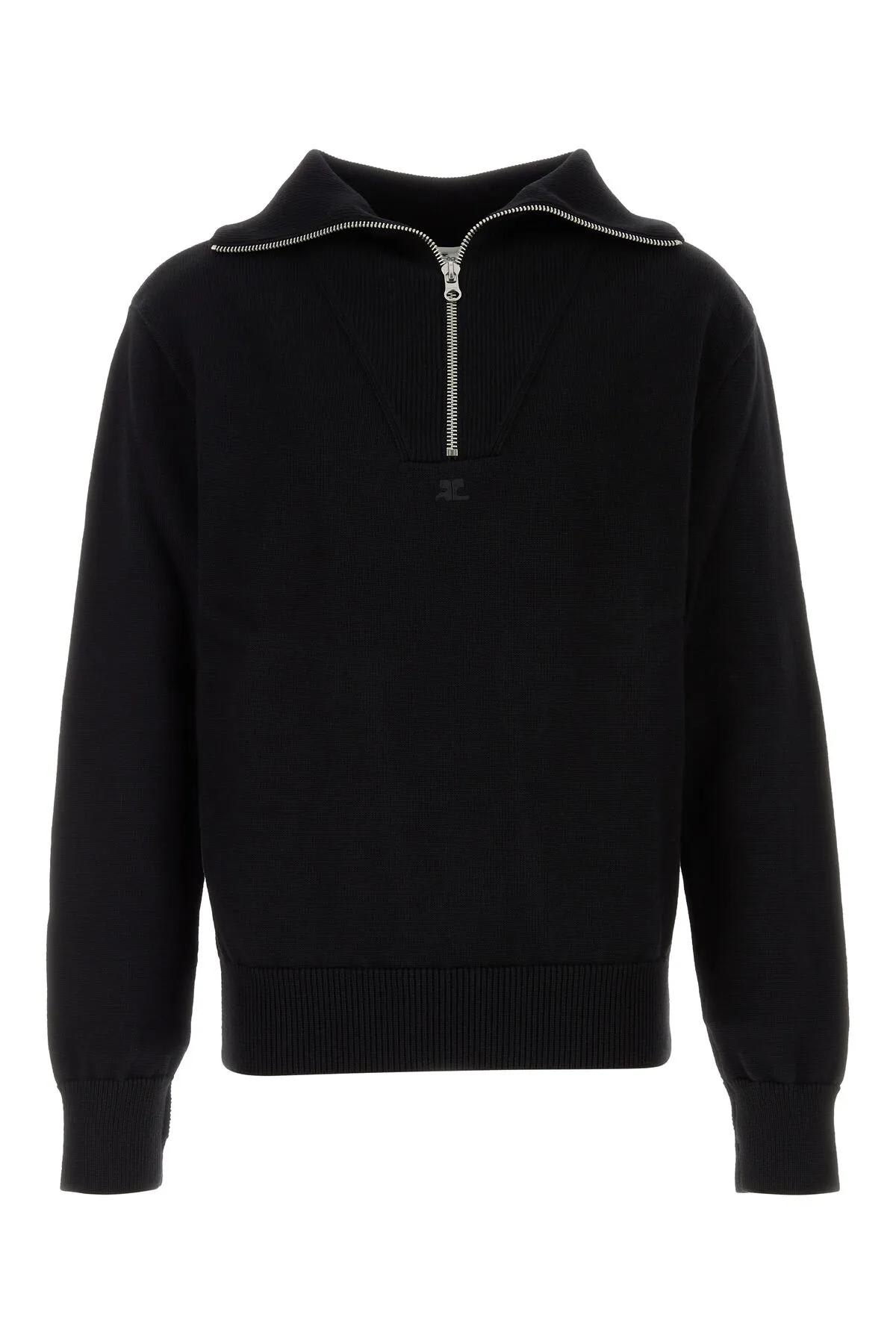 COURRÈGES BLACK WOOL BLEND SWEATER 