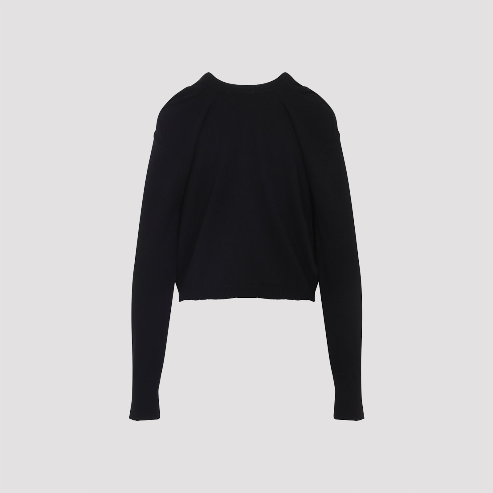 Maison Margiela Long-sleeved Wool Sweater With Cropped Fit And Minimalist Details In Black