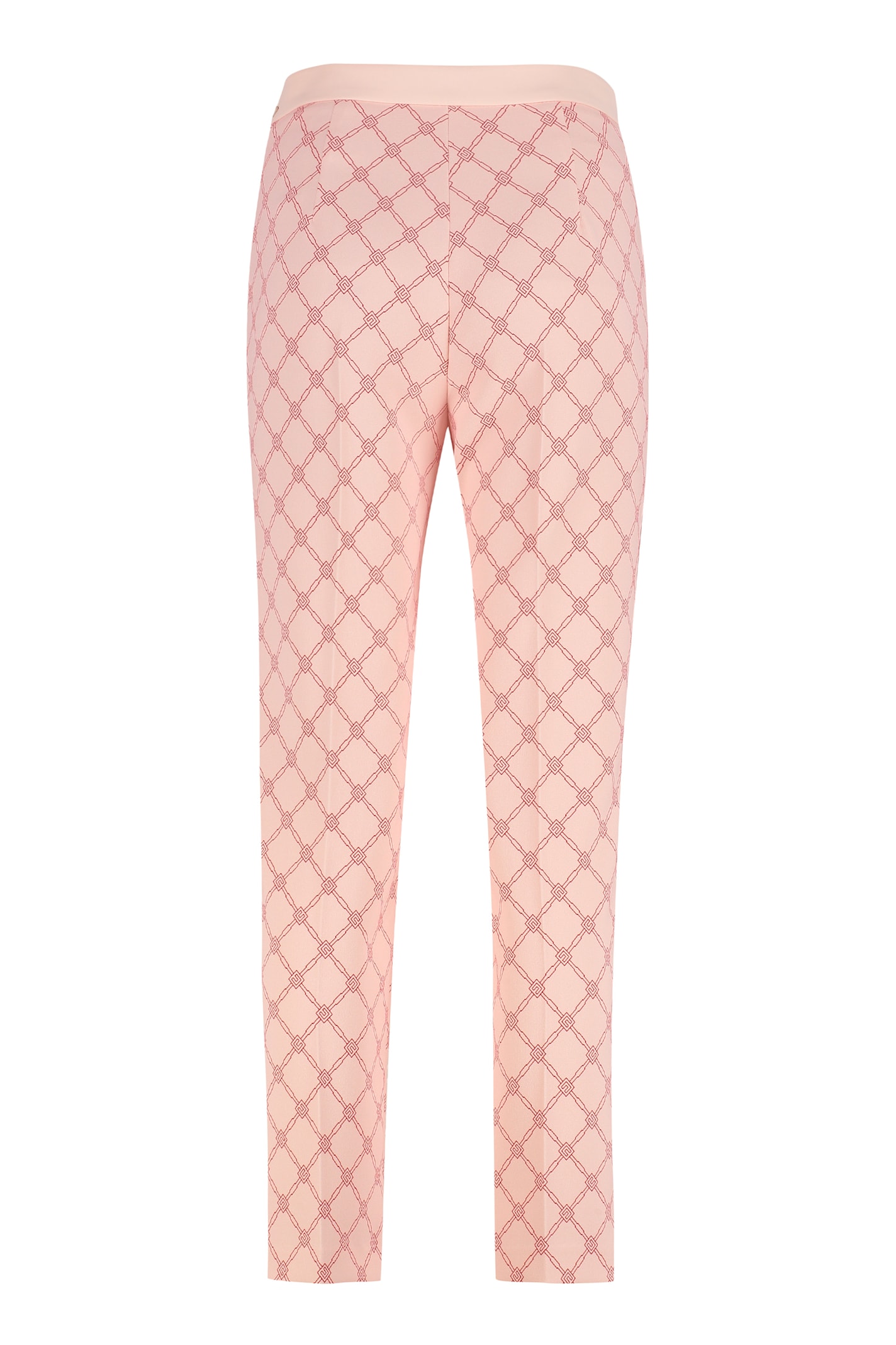 Elisabetta Franchi Geometric Pattern Slim Fit Trousers In Pink