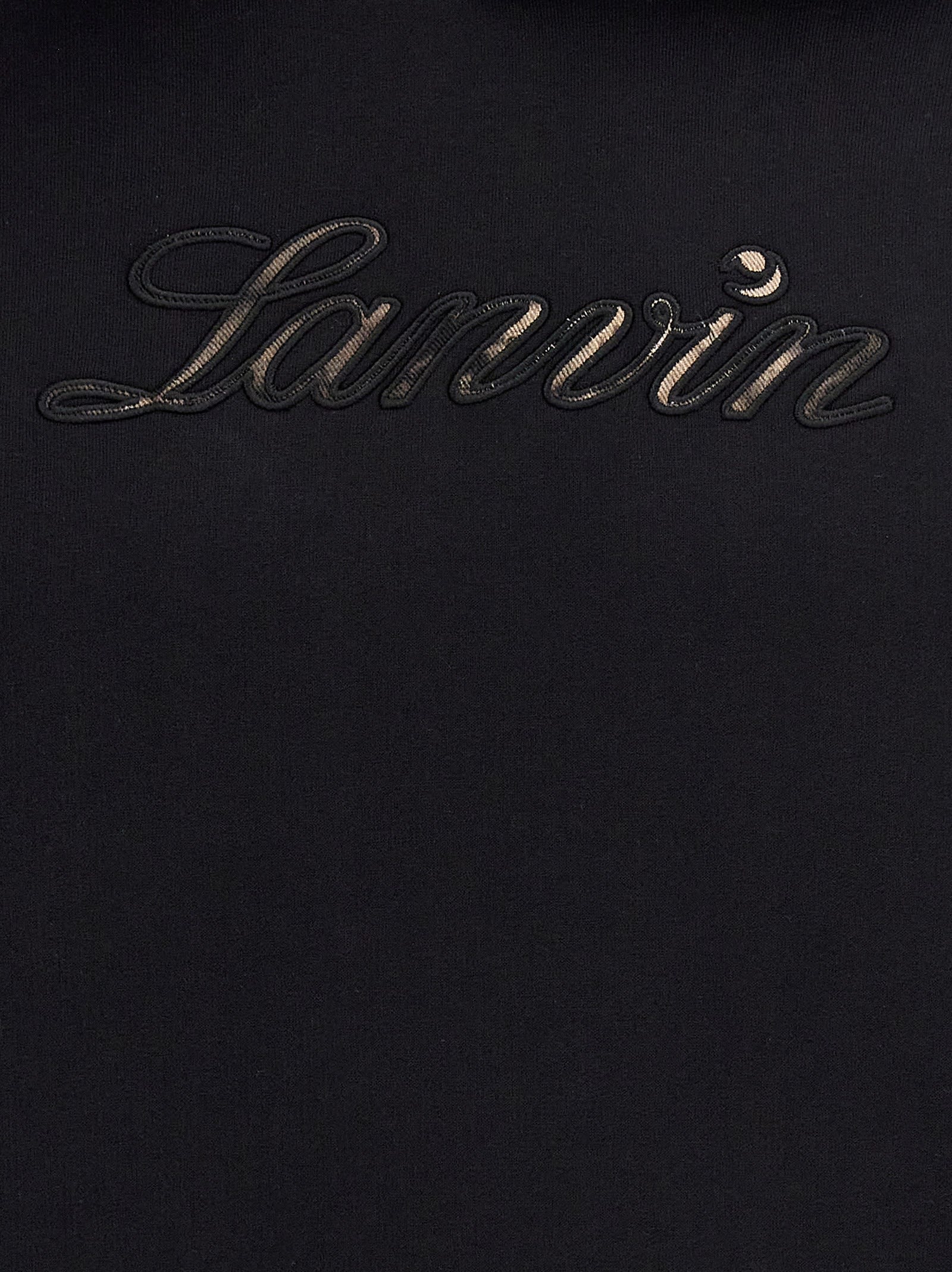 Lanvin Logo Hoodie With Drawstring Hood And Kangaroo Pocket In Black