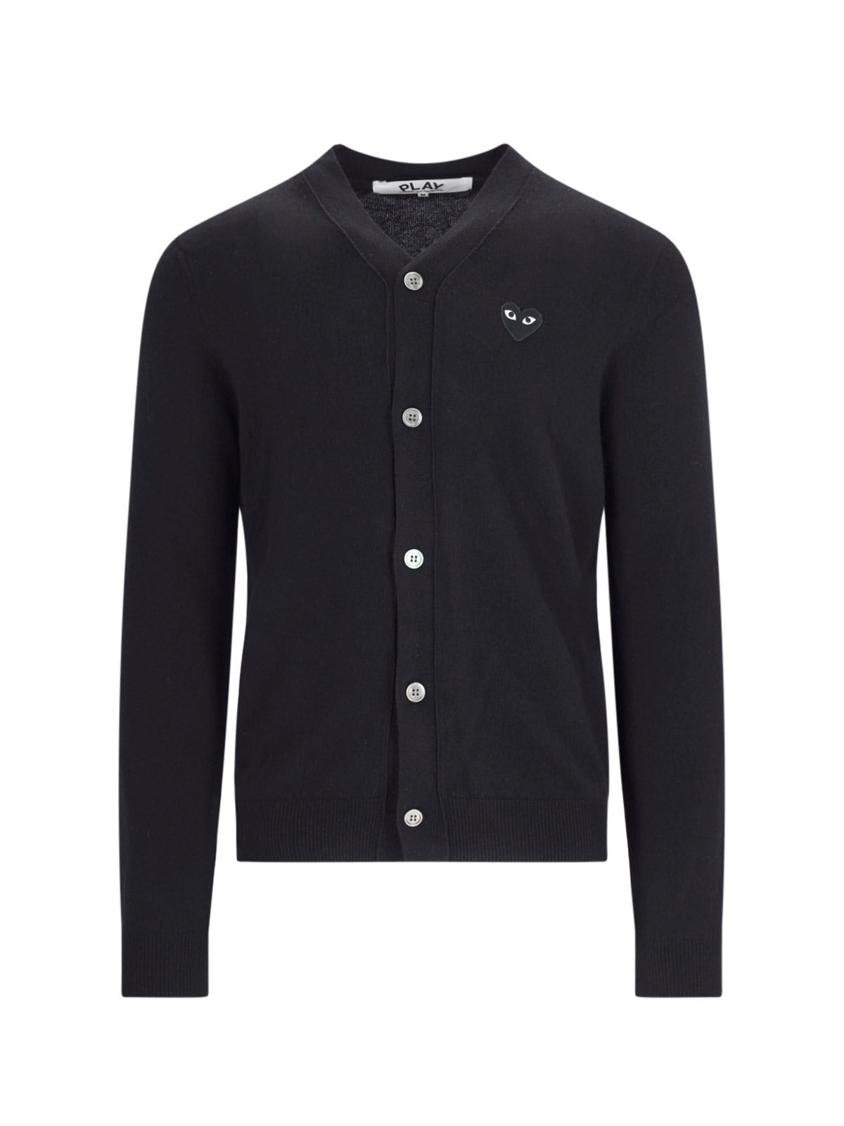 Shop Comme Des Garçons Play Logo Cardigan In Black