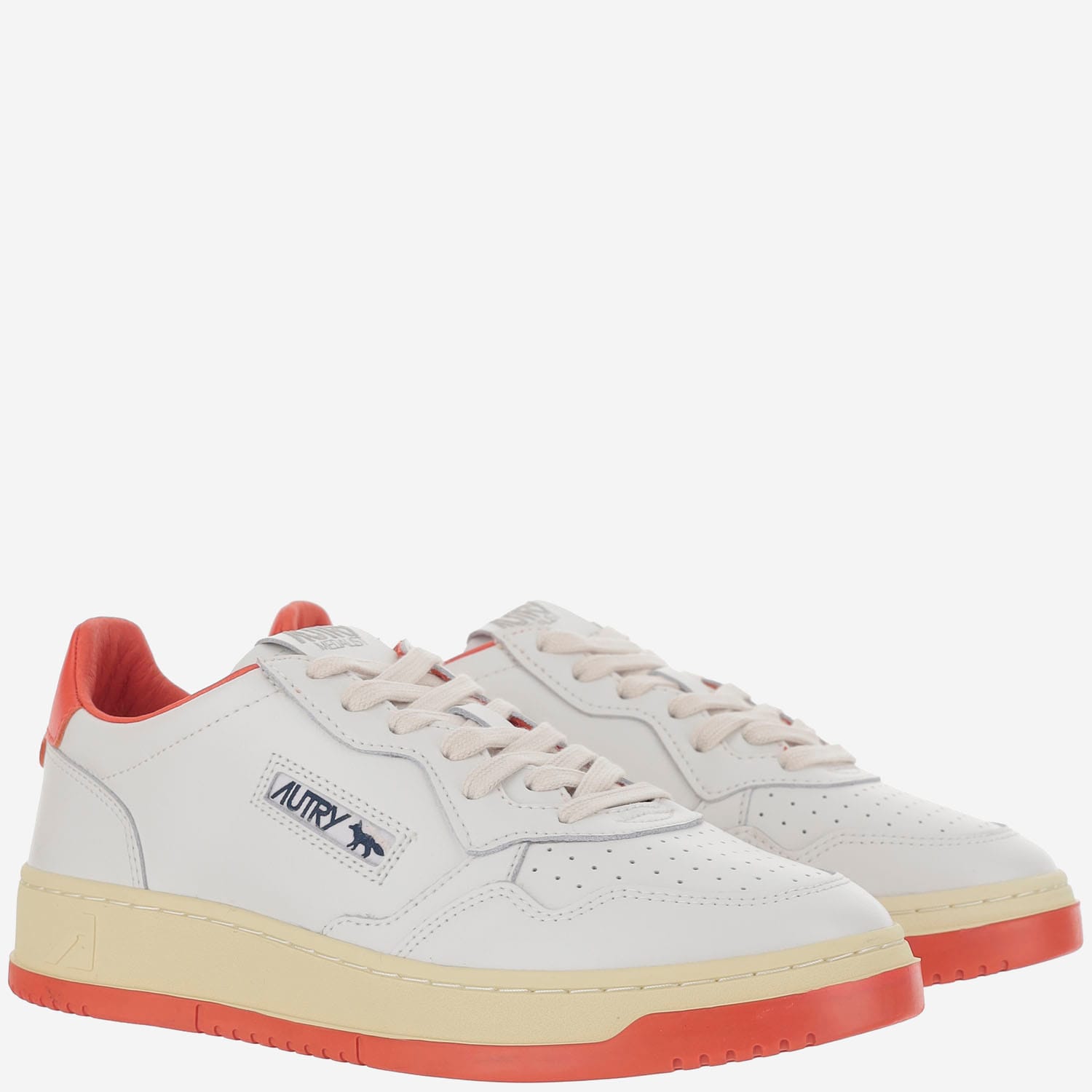 Autry X Maison Kitsune Medalist Low Top Sneakers In White