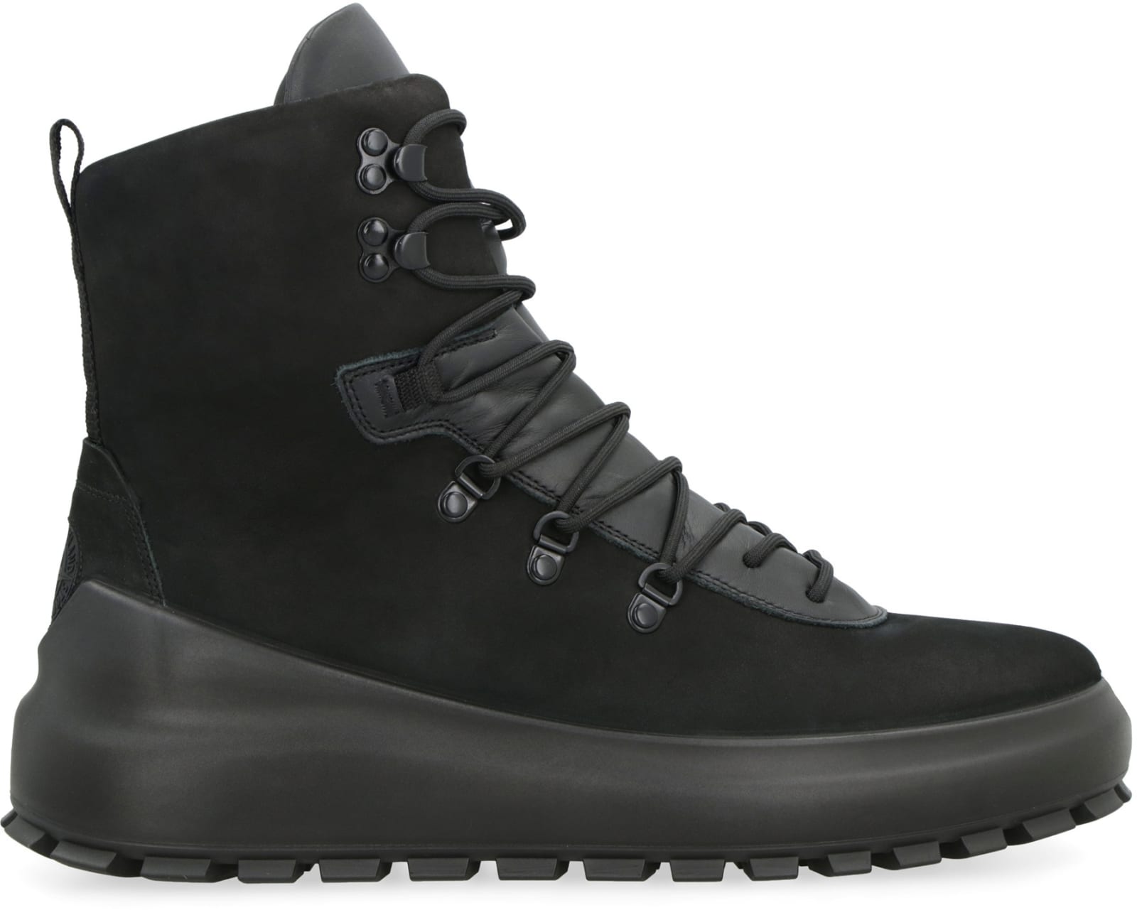 Shop Stone Island Leather Lace-up Boots In Black