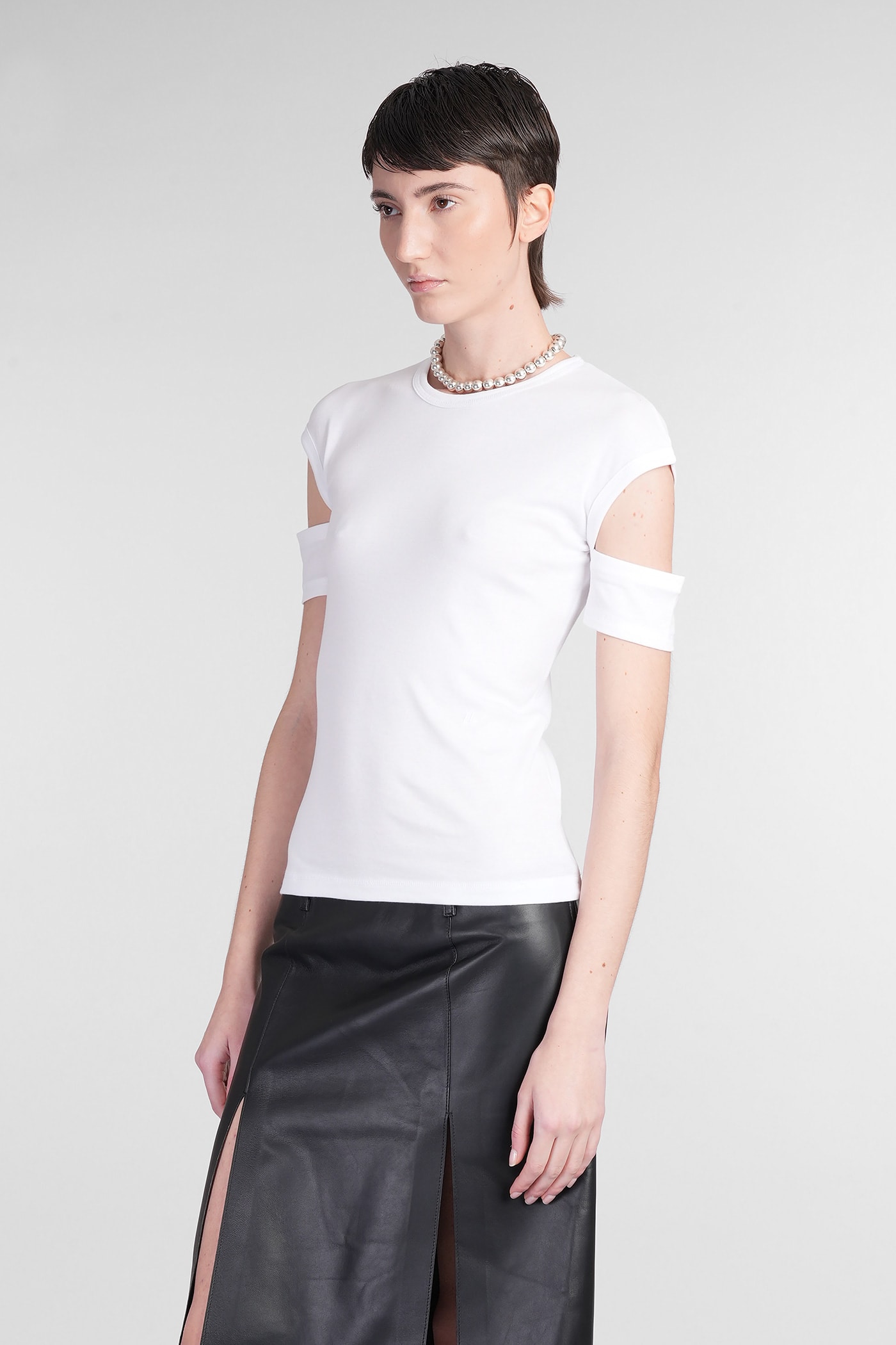 Helmut Lang "slashed Shrunken" T-shirt In White