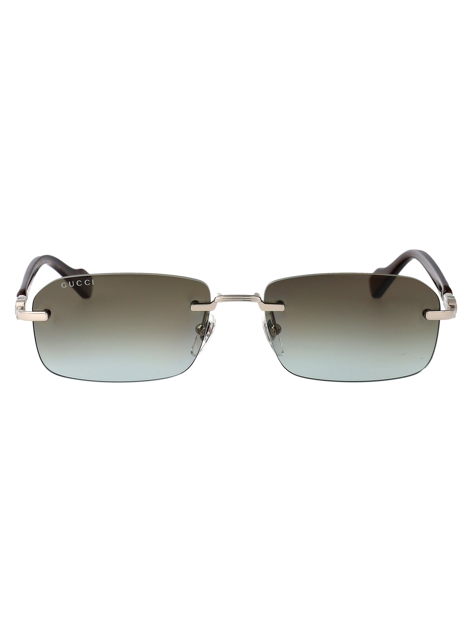 Gucci Silver-silver-brown Metal Sunglasses In Gray