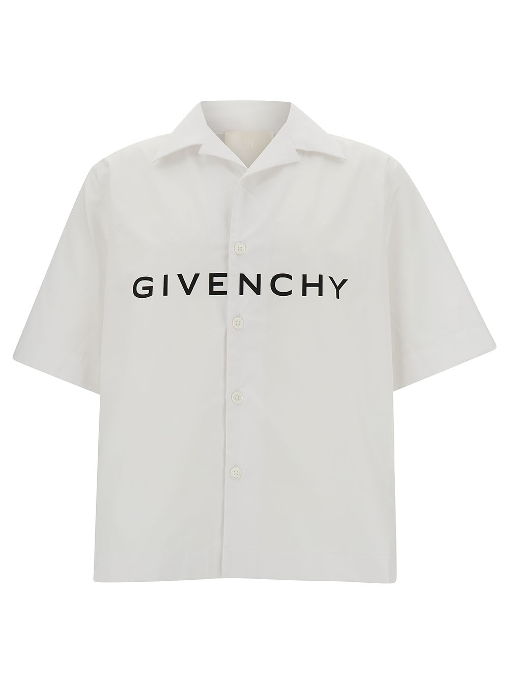 Givenchy White Bowling Shirt With Contrasting Logo Lettering Print In Cotton Man