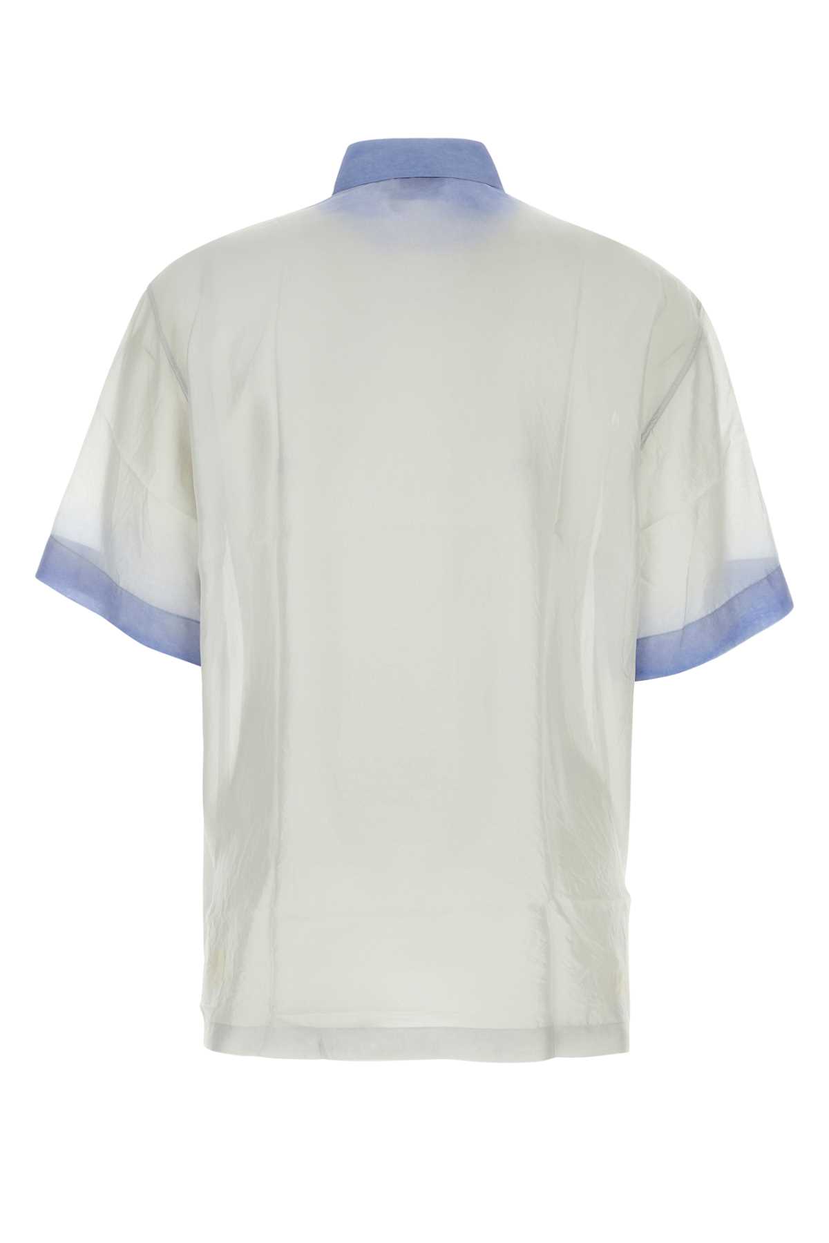 Dries Van Noten Light Grey Silk Cassidye Shirt In Blue