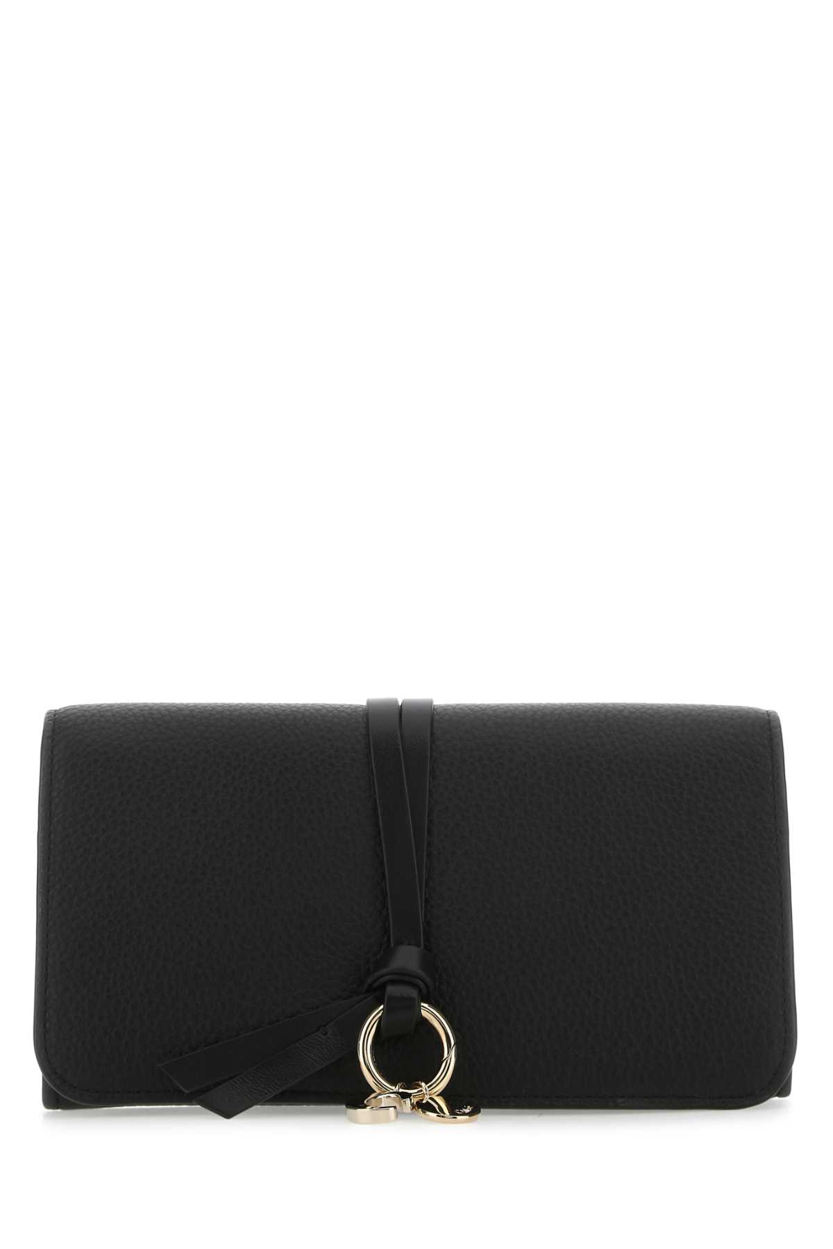 Shop Chloé Black Leather Alphabet Wallet In 001