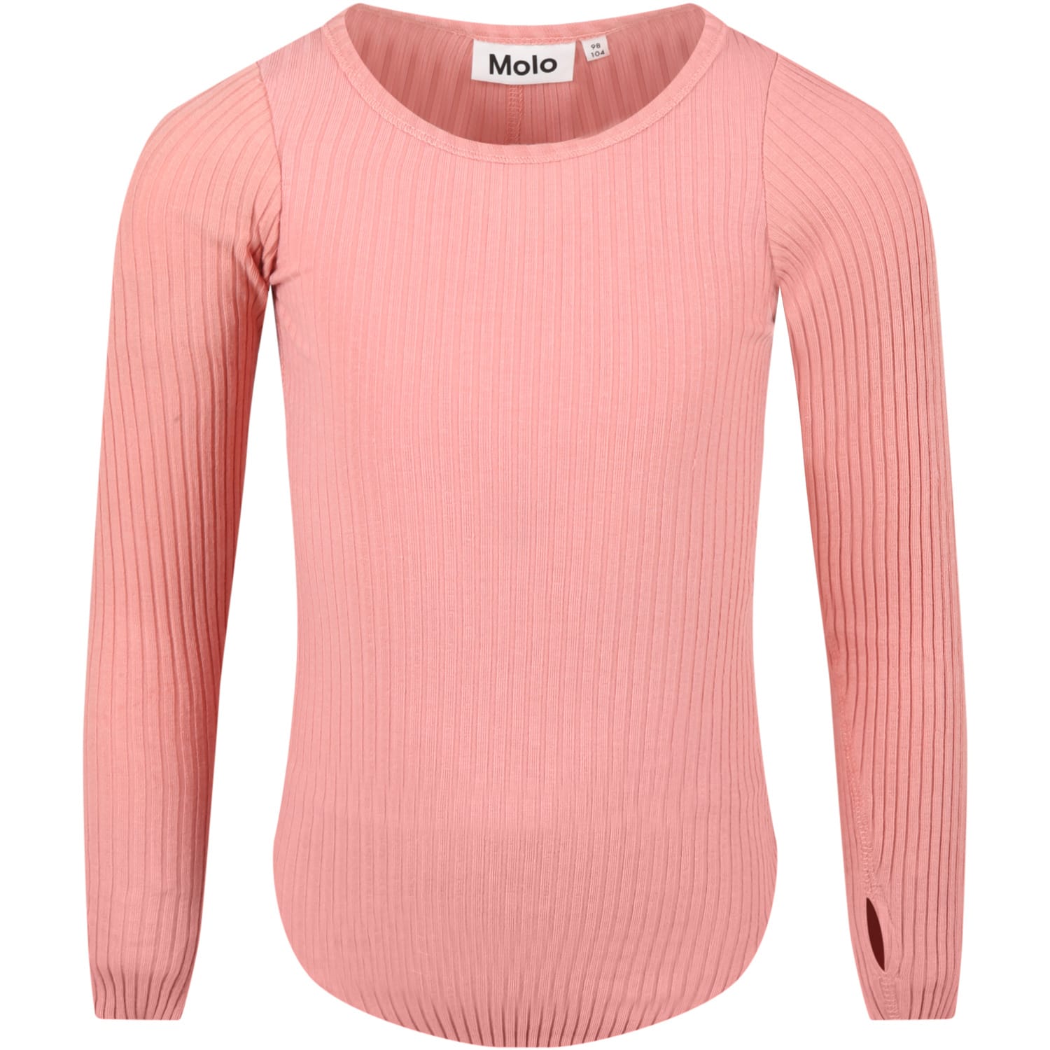 Molo Pink T-shirt For Girl With Logo Patch