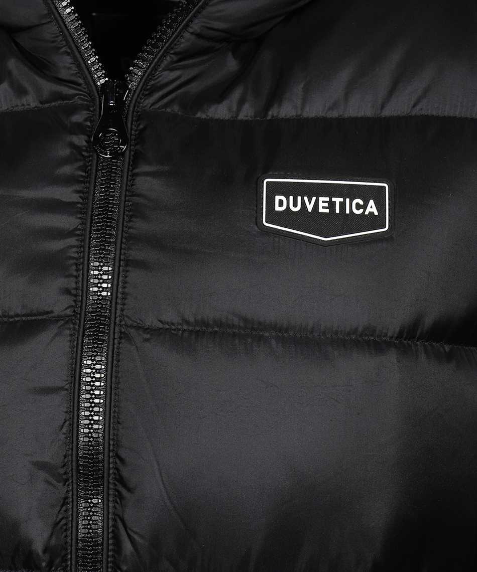 Shop Duvetica Belted Hooded Long Down Jacket In Black
