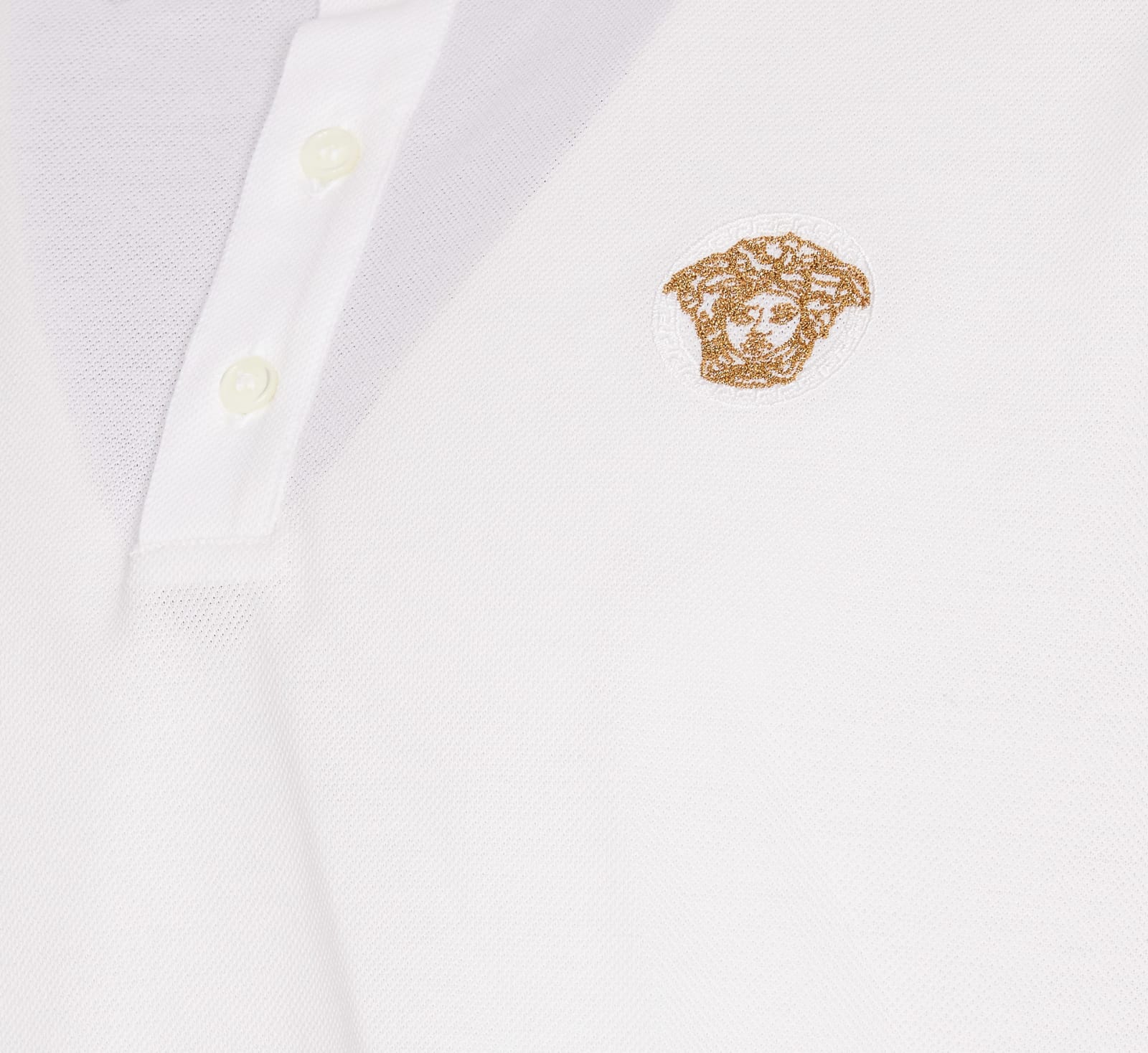 Shop Versace Greca Polo In White