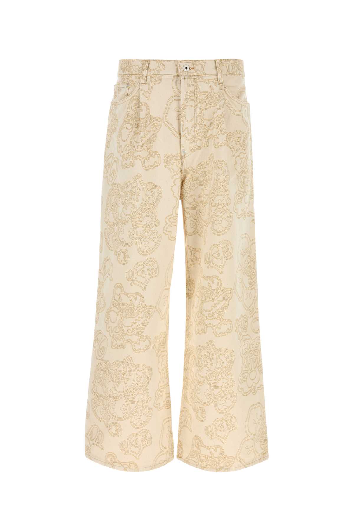 Embroidered Denim Wide-leg Jeans