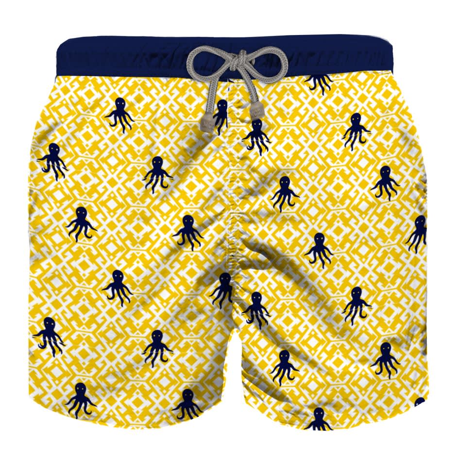 MC2 Saint Barth Yellow Boys Swim Trunks Embroidery
