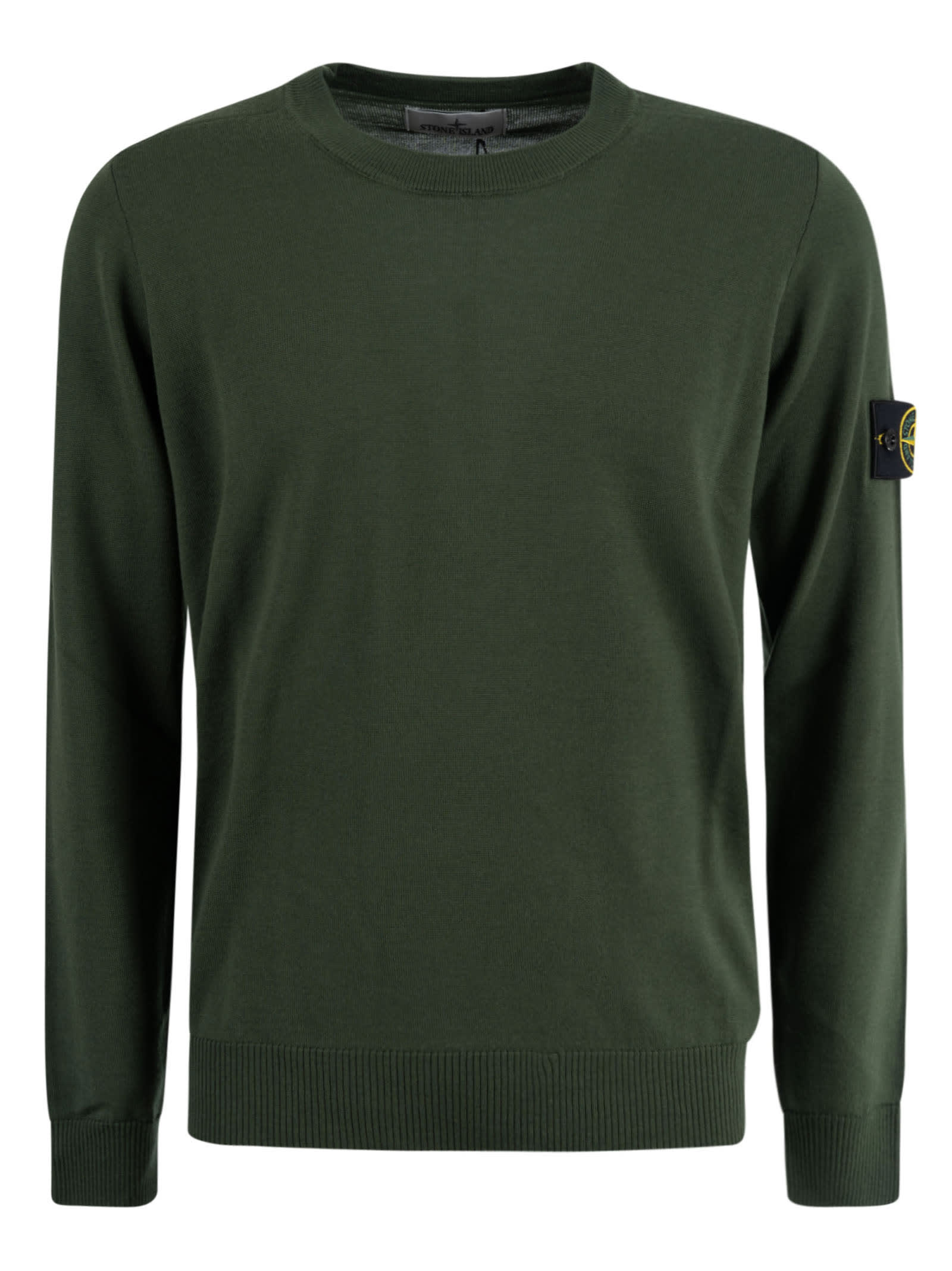 Stone Island Logo Patched Plain Ribbed Sweater
