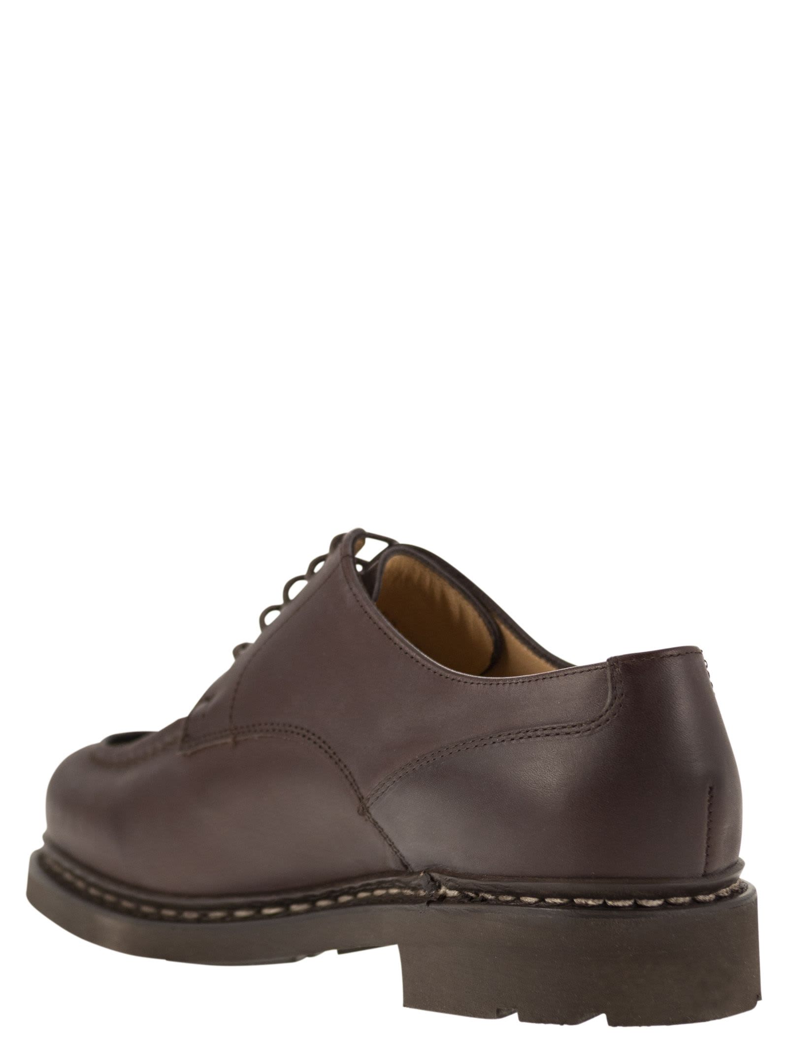 Paraboot Chambord Smooth Leather Derby Shoes In Brown