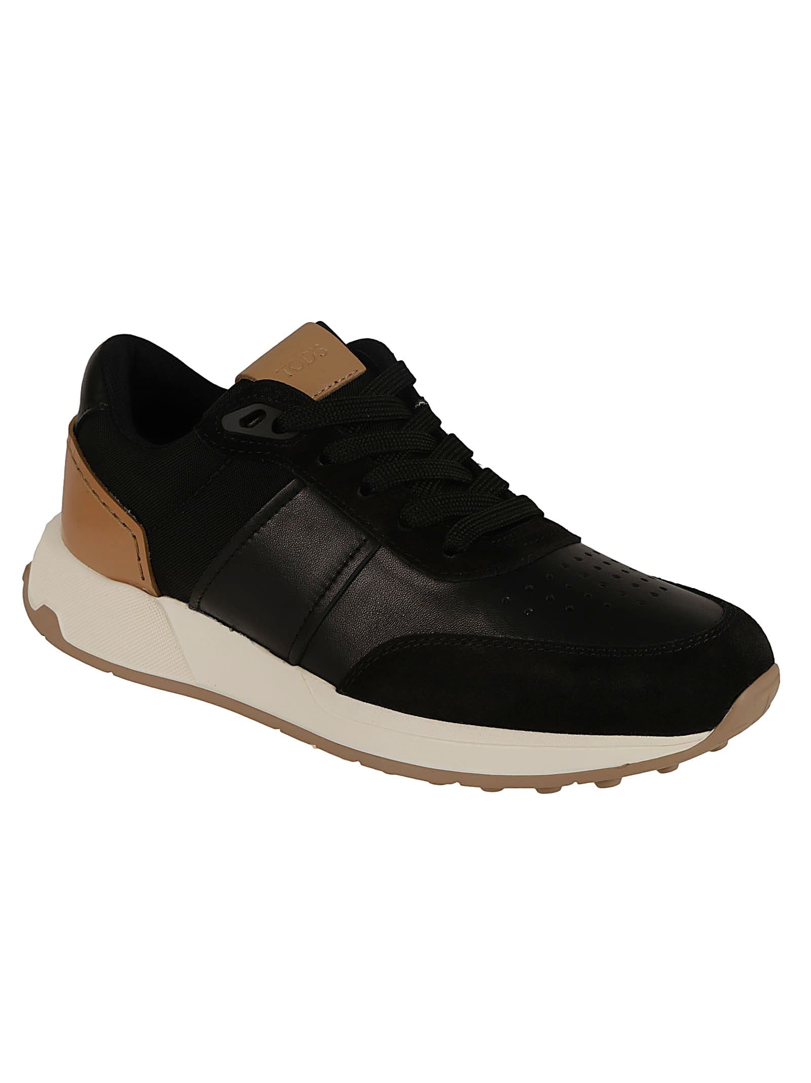 Shop Tod's 63 Running Mid Volume Sneakers In Black/chocolate