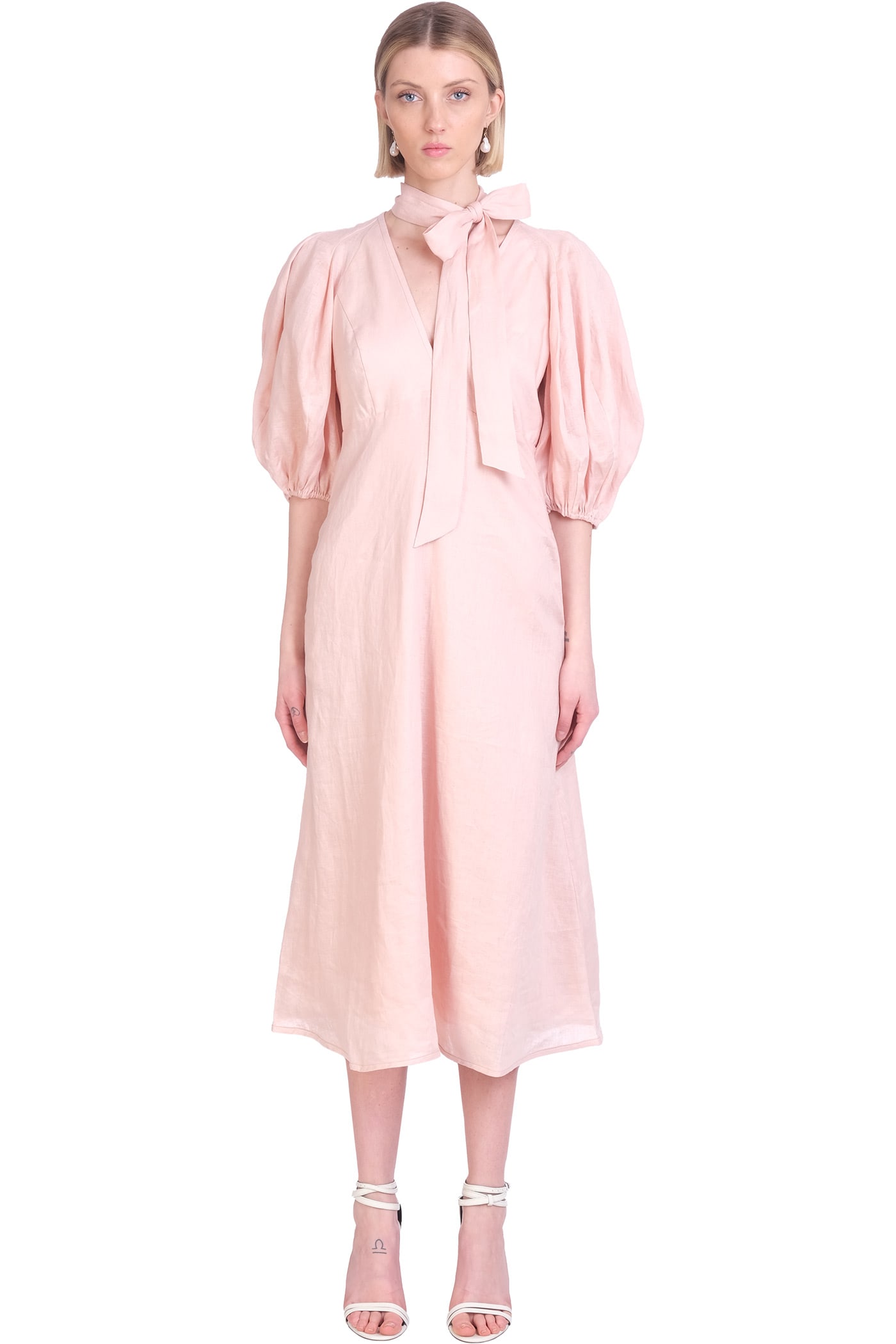Zimmermann Dress In Rose-pink Linen