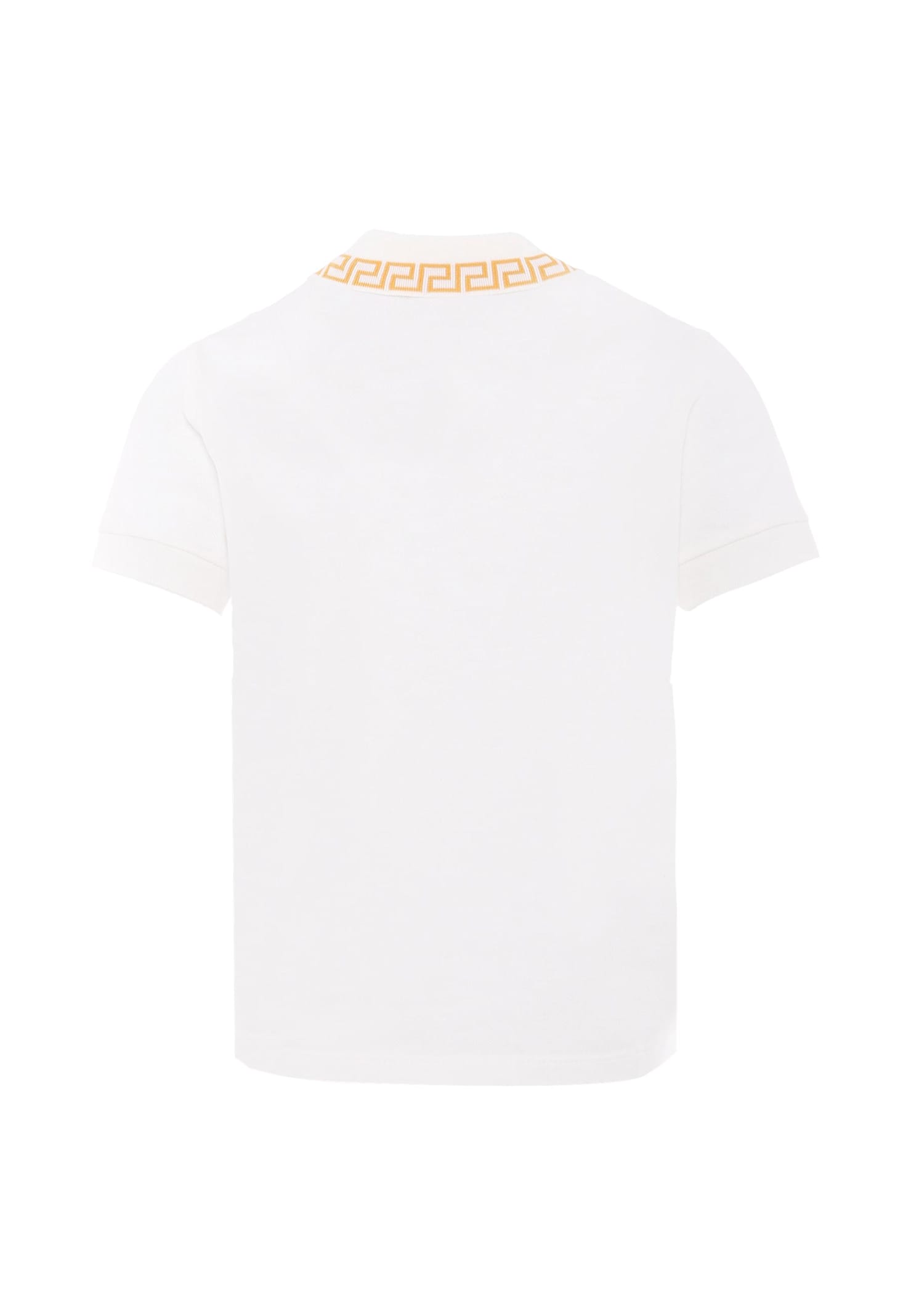 Versace Polo Piquet - Greca - Outline Medusa Embroidery In White