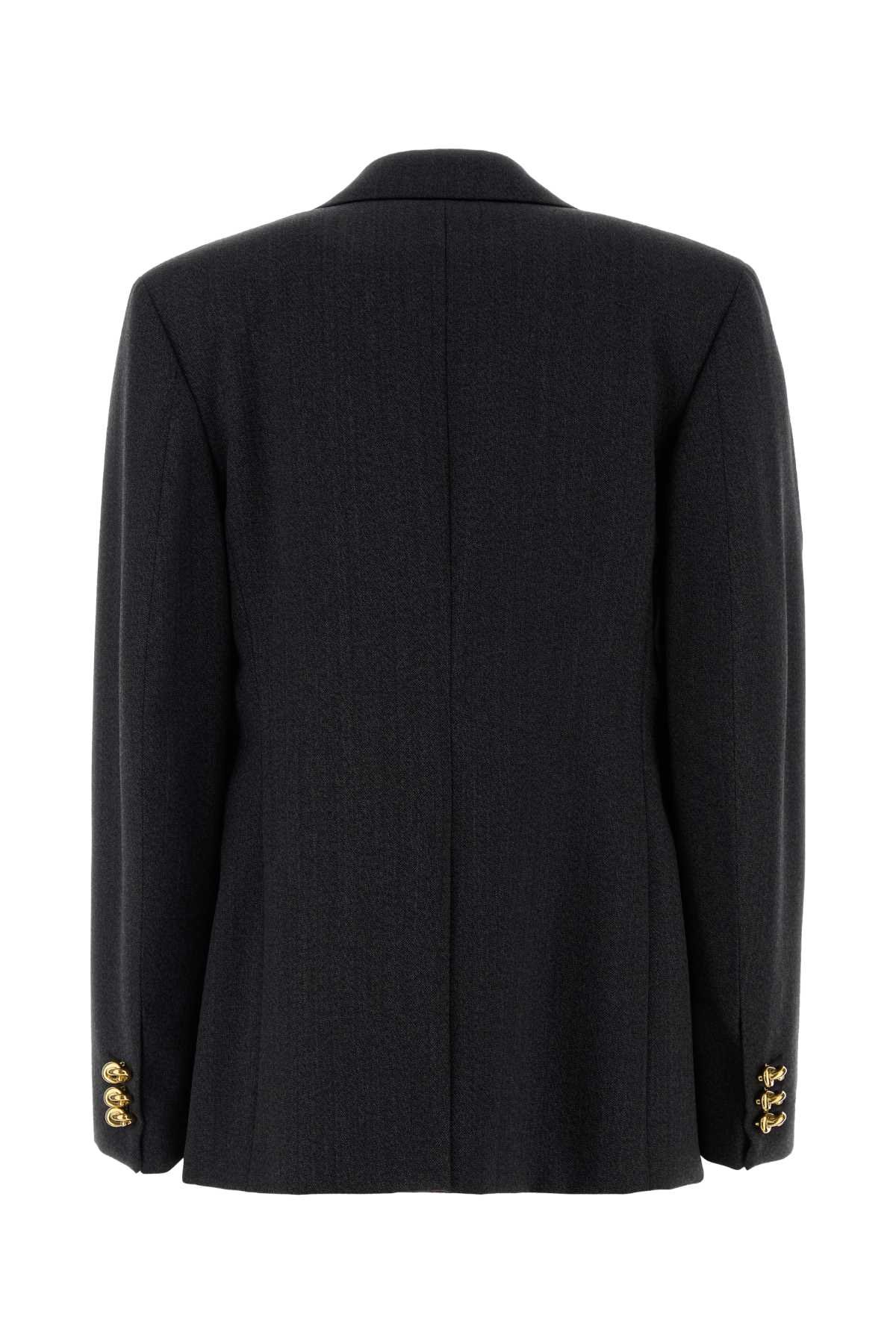 Bottega Veneta Double-breasted Wool Blazer With Embellished Buttons In Black