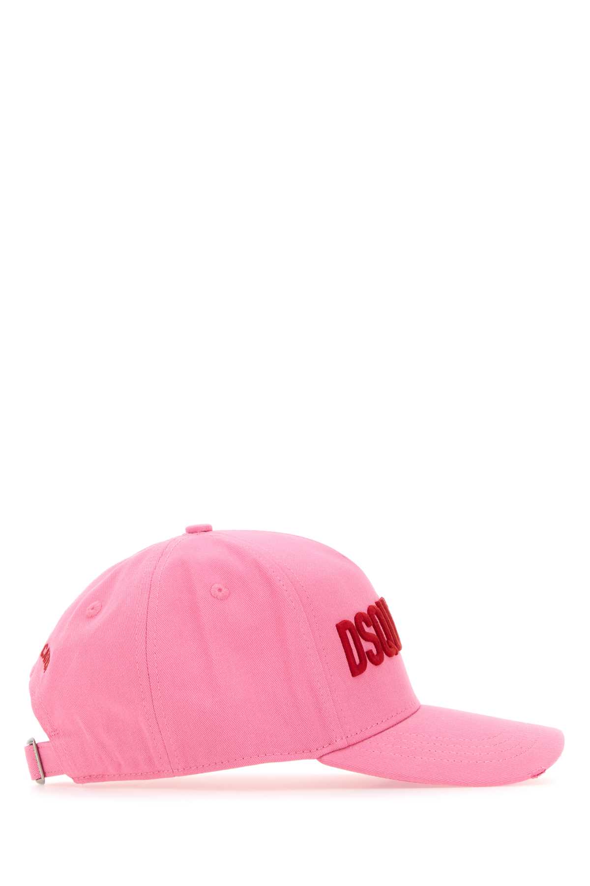 Shop Dsquared2 Pink Cotton Baseball Cap In Pinkred