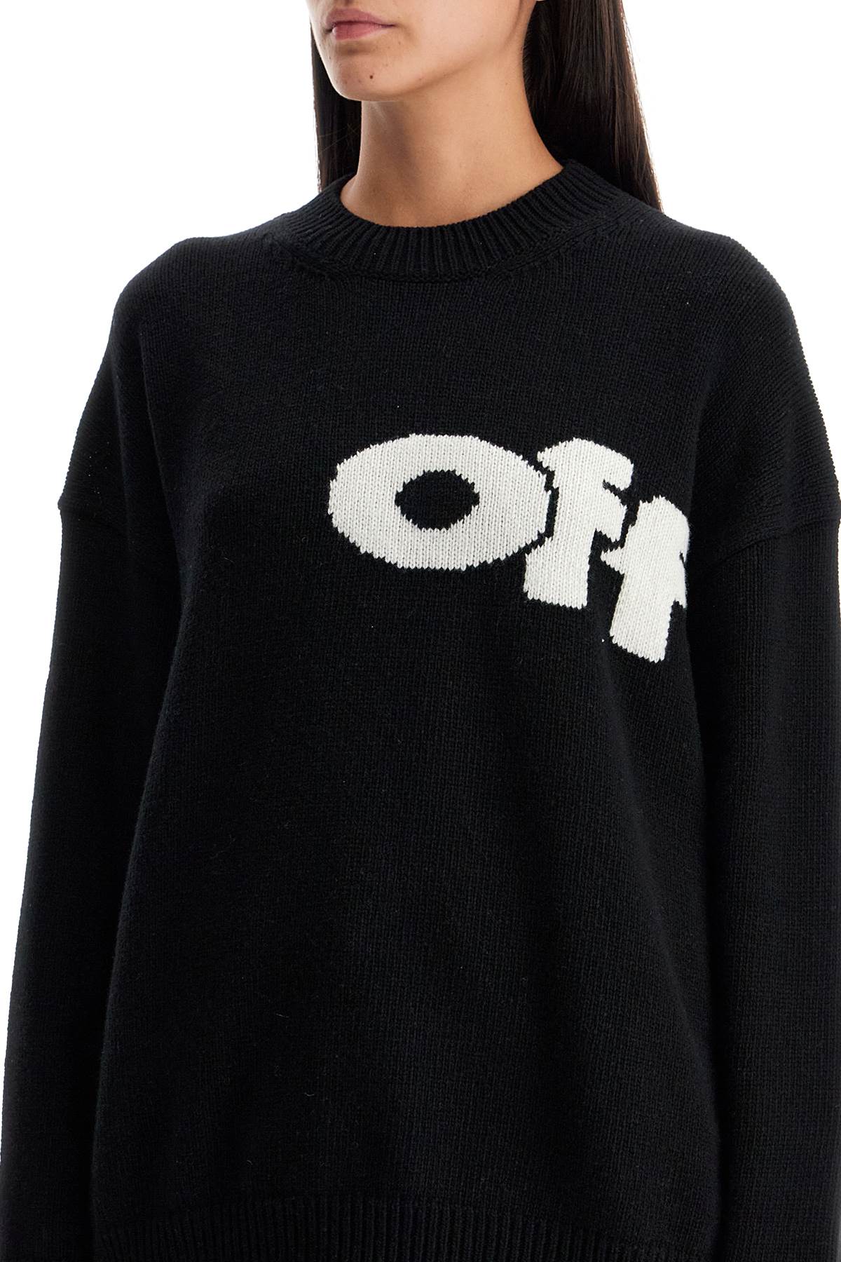 Shop Off-white Oversized Sweater In Black - White (black)